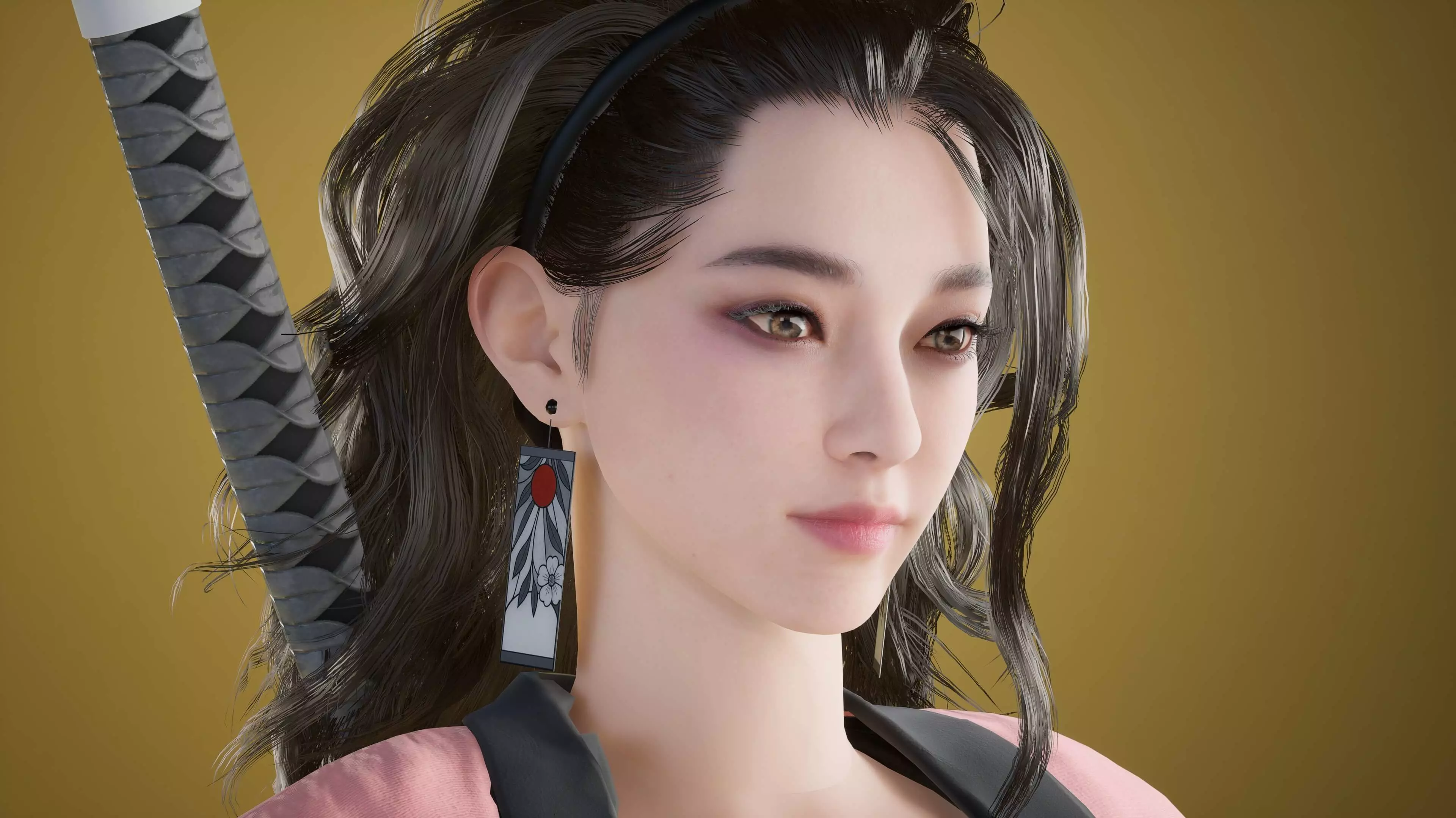 Shinobi Fighter Girl Low-poly 3D model_5