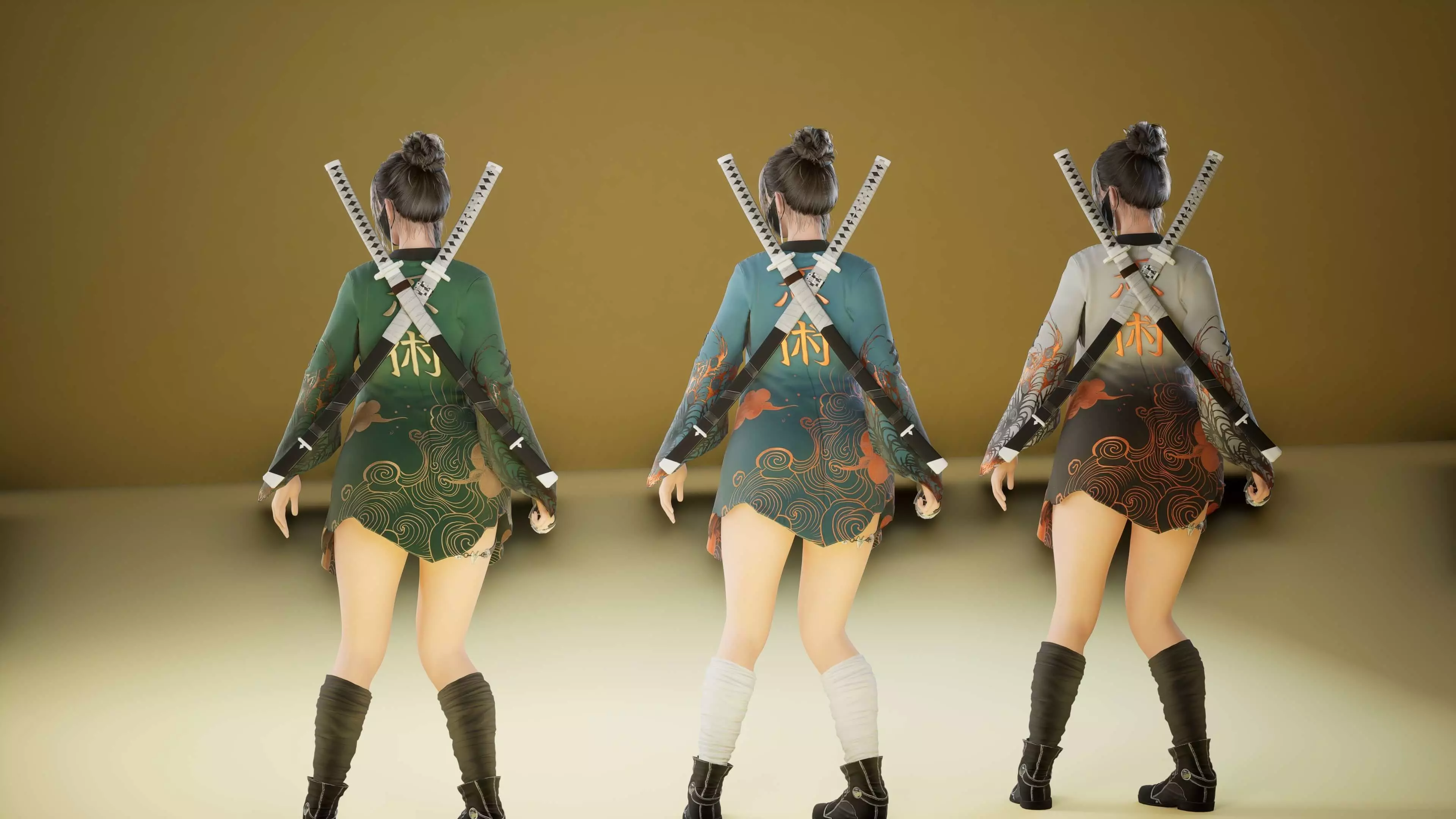 Shinobi Fighter Girl Low-poly 3D model_23