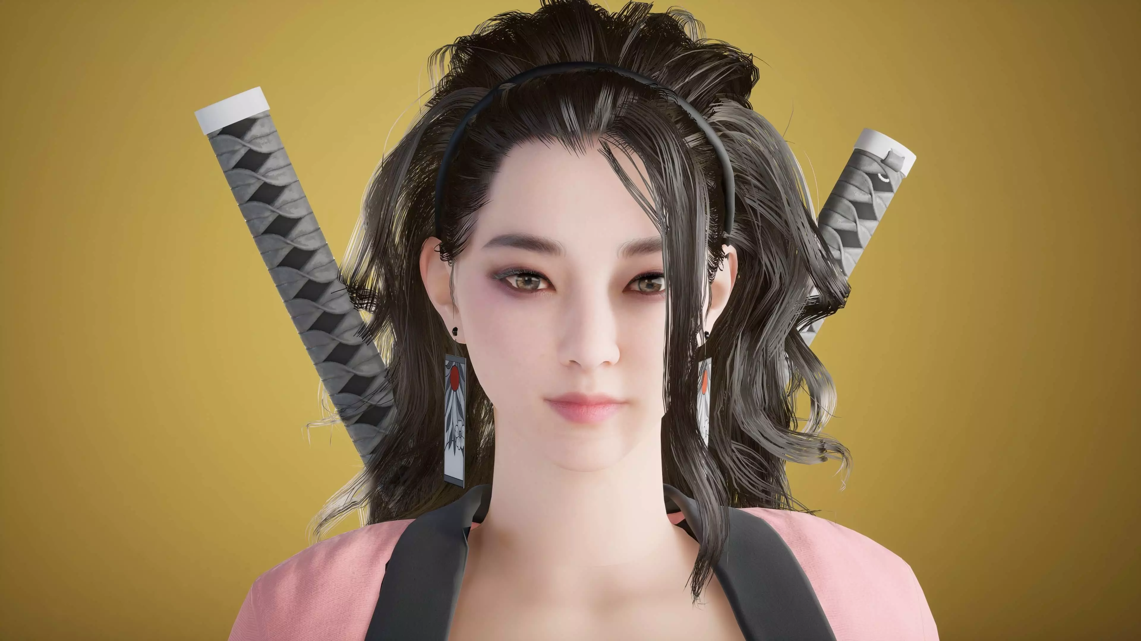 Shinobi Fighter Girl Low-poly 3D model_4