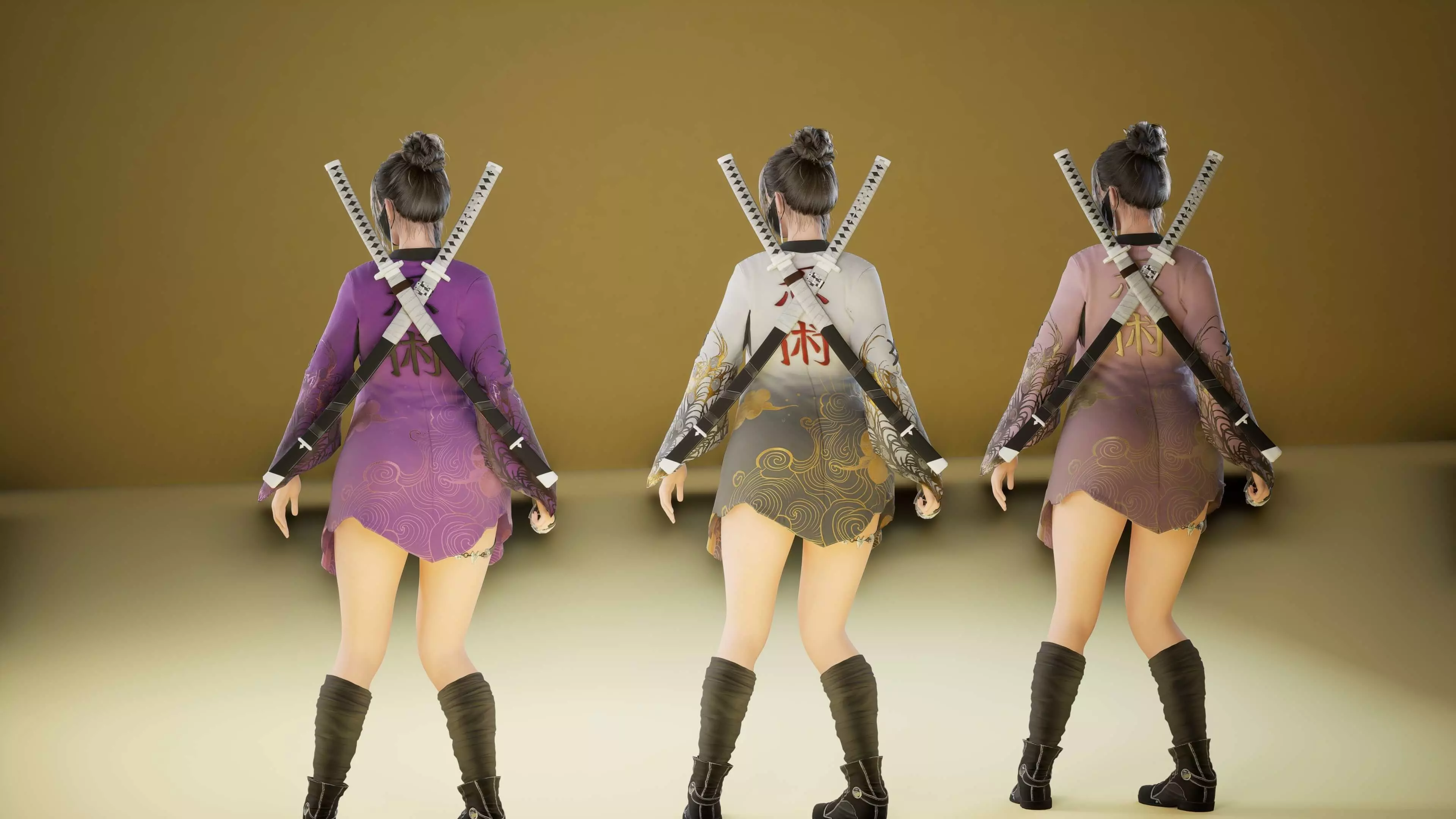 Shinobi Fighter Girl Low-poly 3D model_19