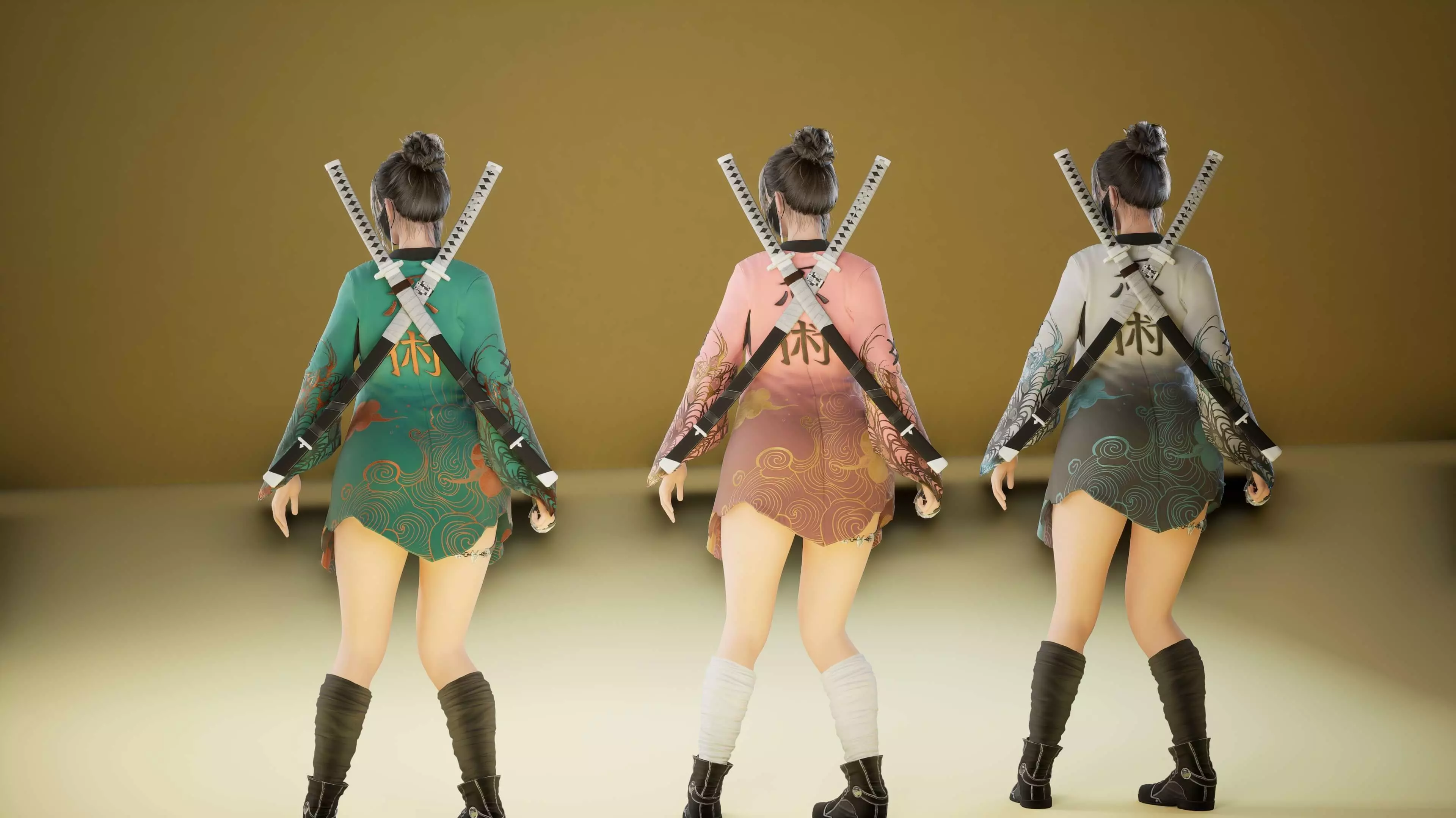 Shinobi Fighter Girl Low-poly 3D model_21