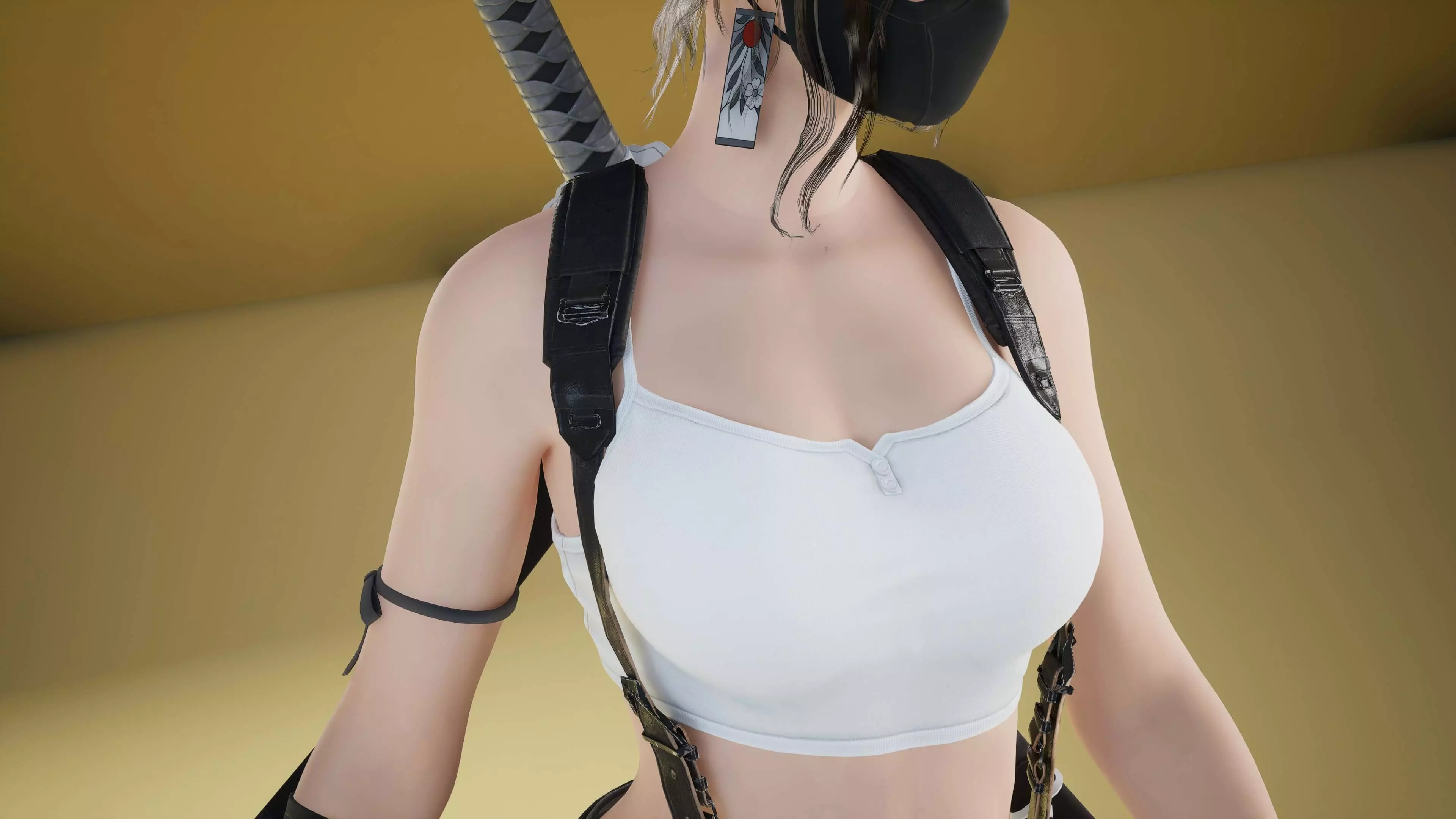 Shinobi Fighter Girl Low-poly 3D model_11