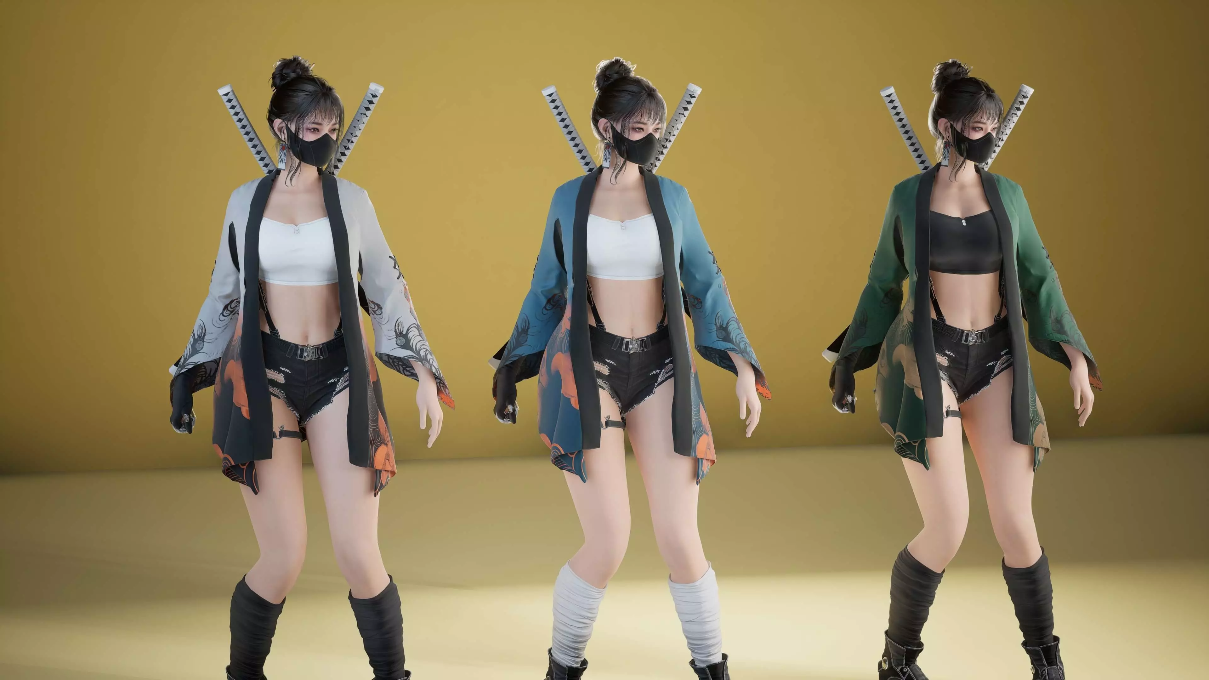 Shinobi Fighter Girl Low-poly 3D model_22
