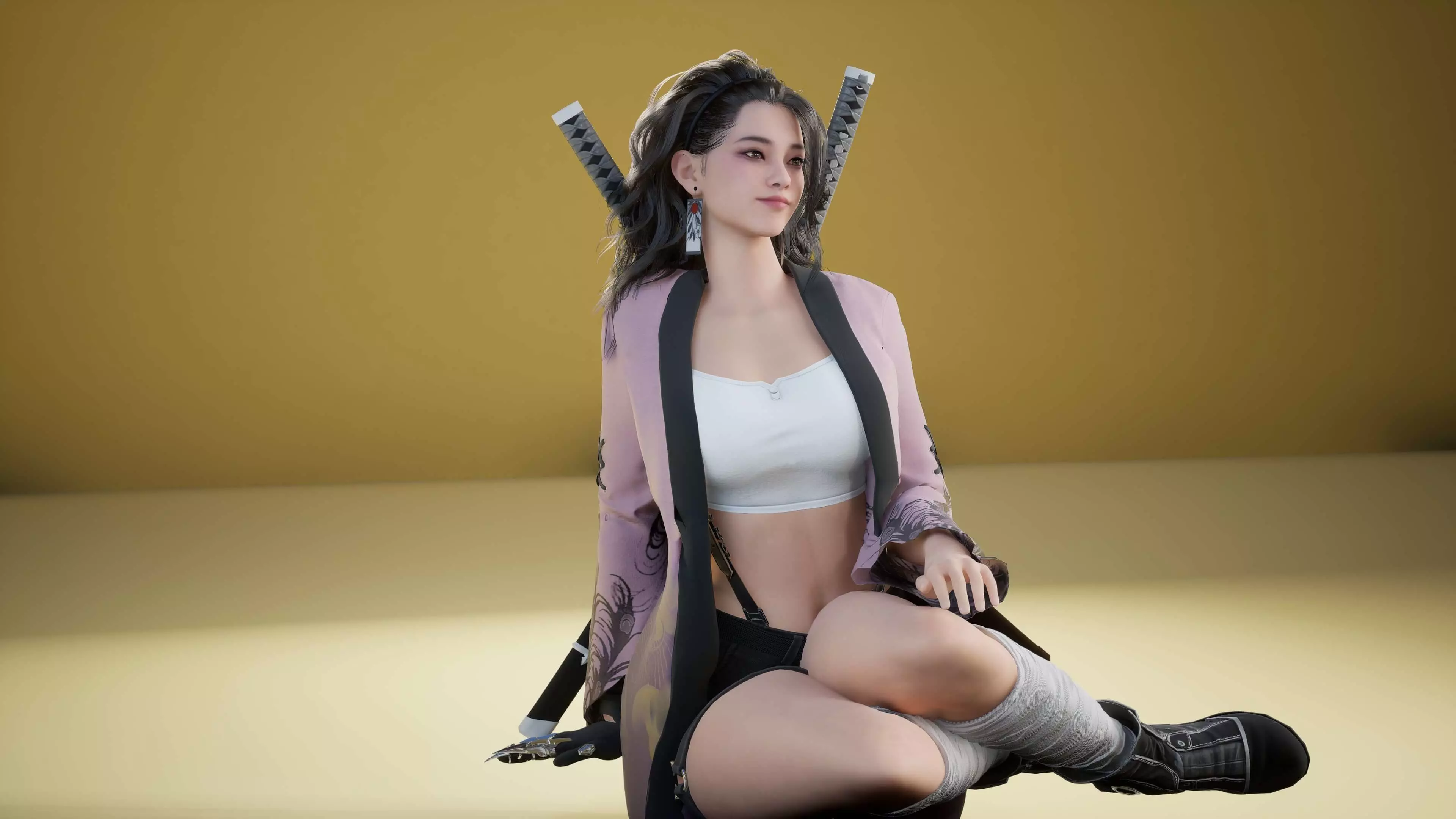 Shinobi Fighter Girl Low-poly 3D model_7