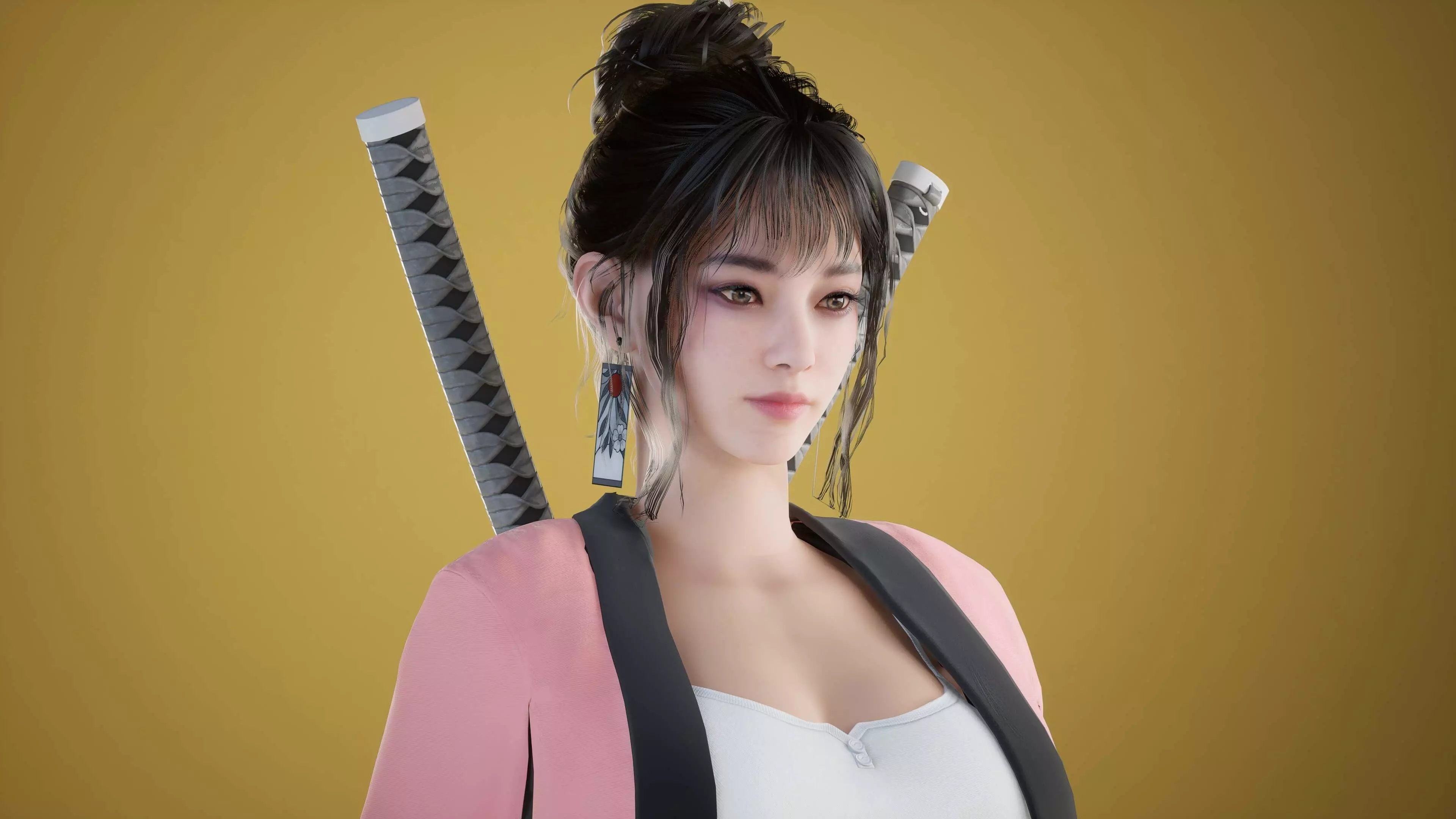 Shinobi Fighter Girl Low-poly 3D model_6