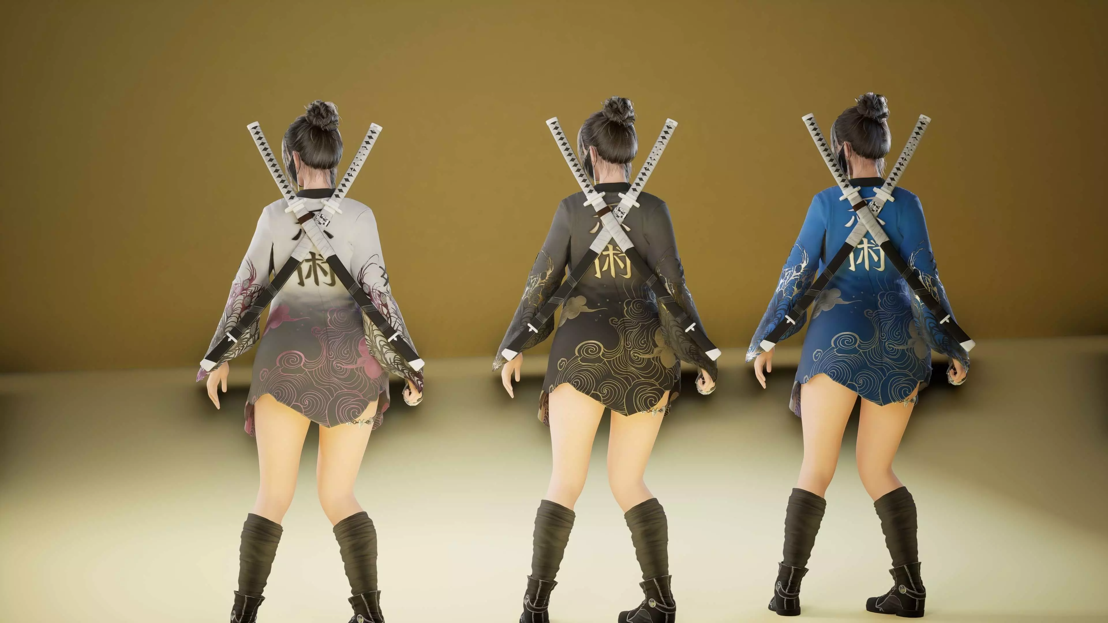 Shinobi Fighter Girl Low-poly 3D model_17