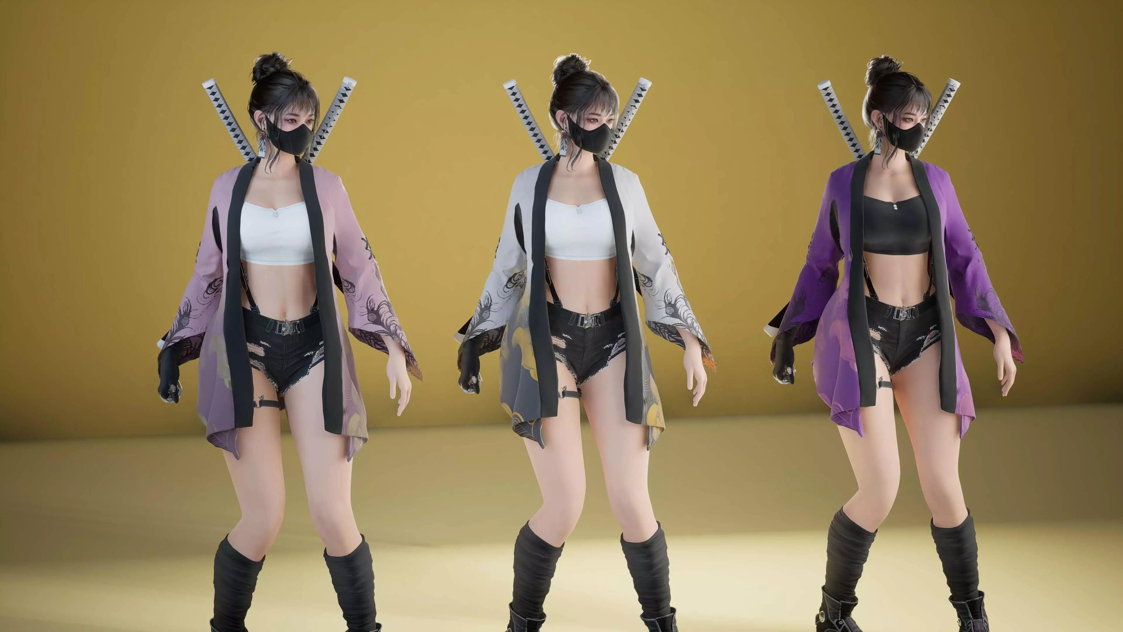 Shinobi Fighter Girl Low-poly 3D model_18