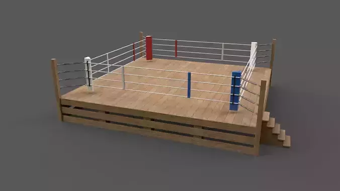 PBR Modular Wood Boxing Rings 20ftx20ft Low-poly 3D model