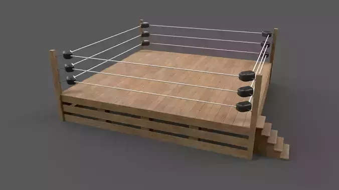 PBR Modular Wood Wrestling Rings 20ftx20ft Low-poly 3D model