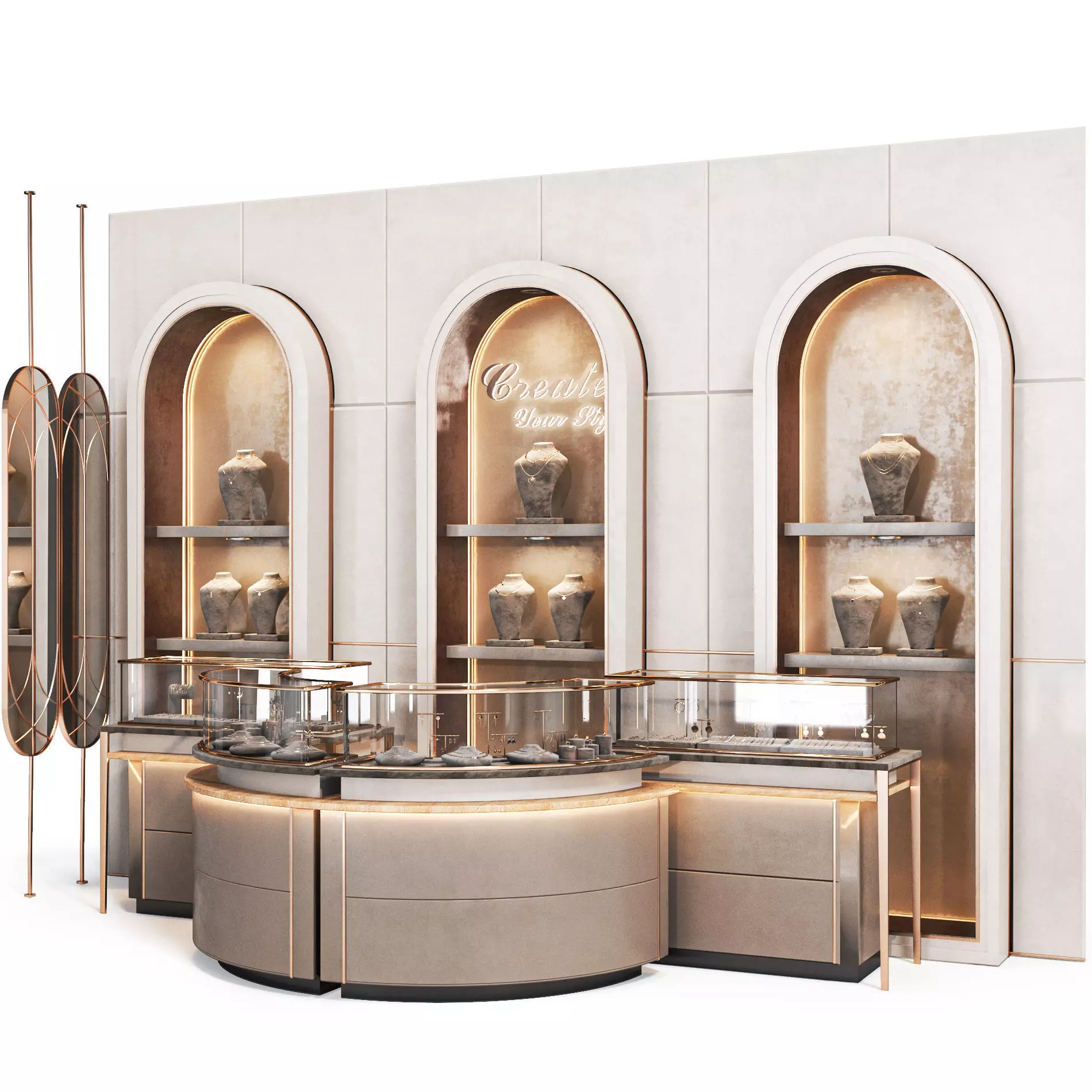 Jewelry store 03 showcase Low-poly 3D model_0