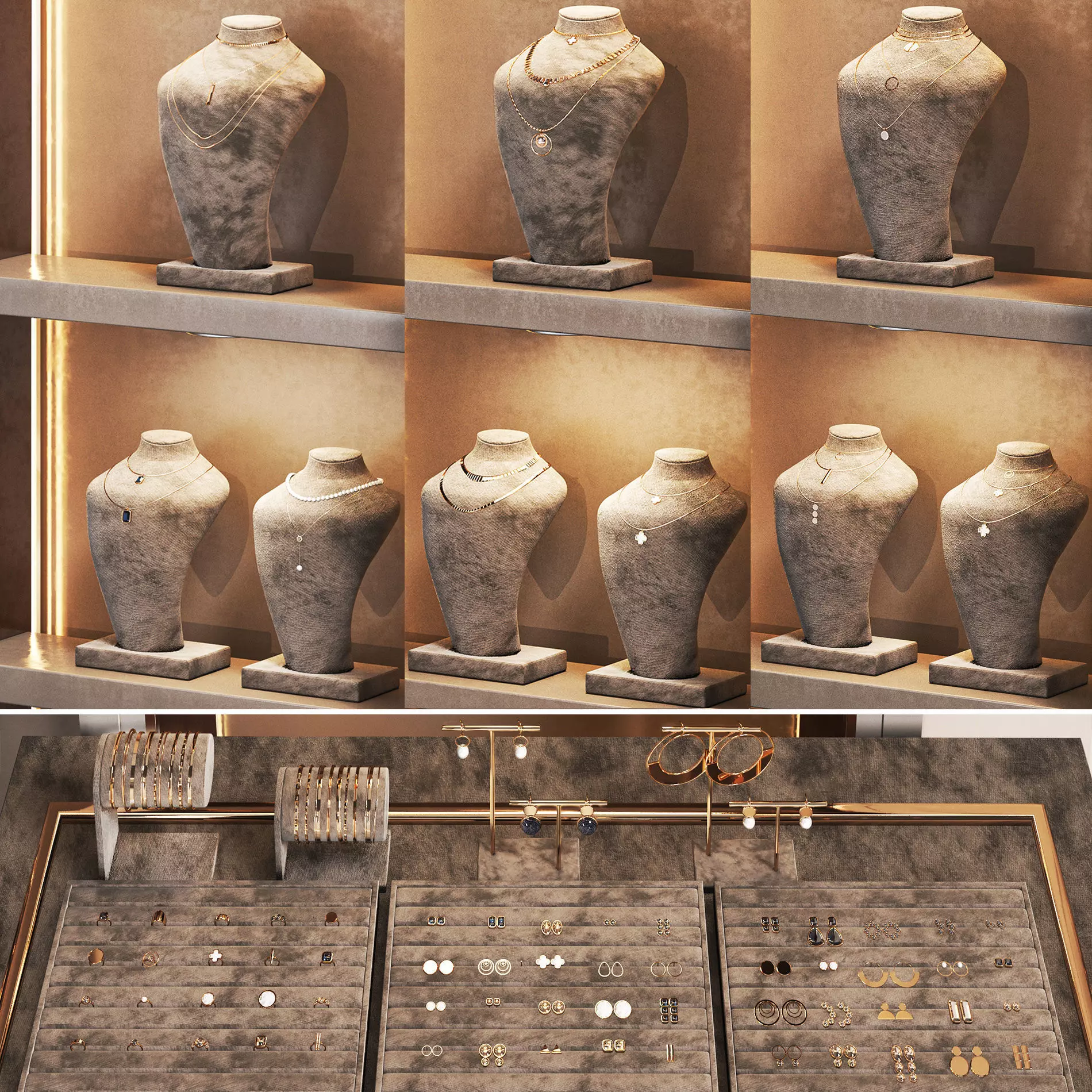 Jewelry store 03 showcase Low-poly 3D model_11