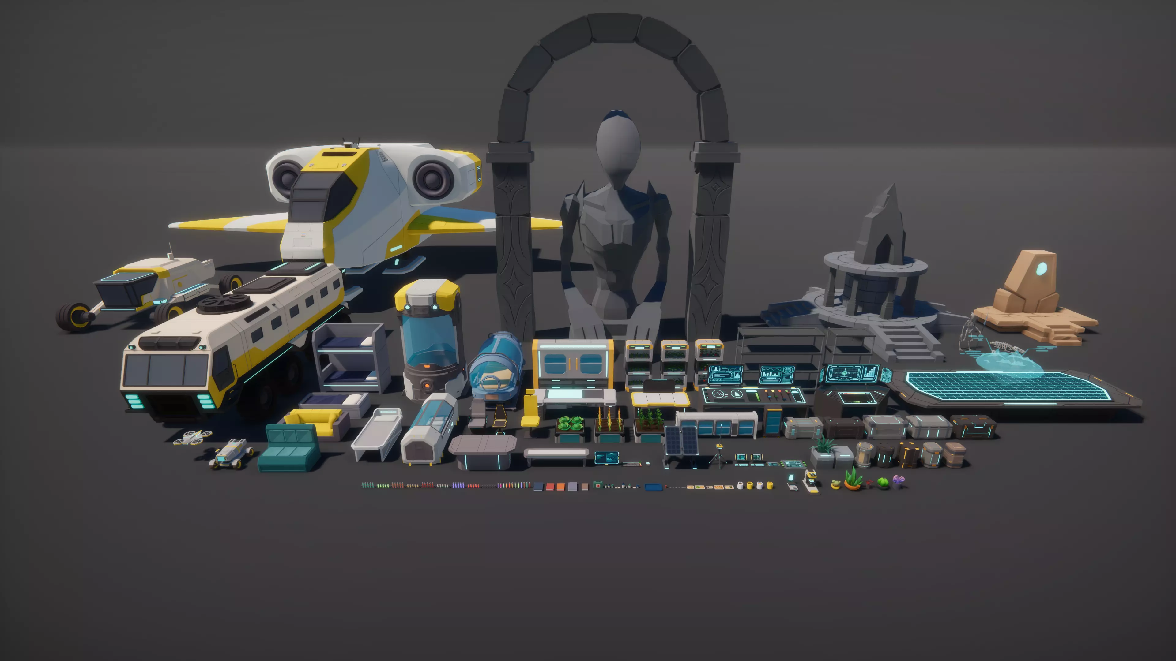 Low Poly Sci-Fi Planet Base Low-poly 3D model_22