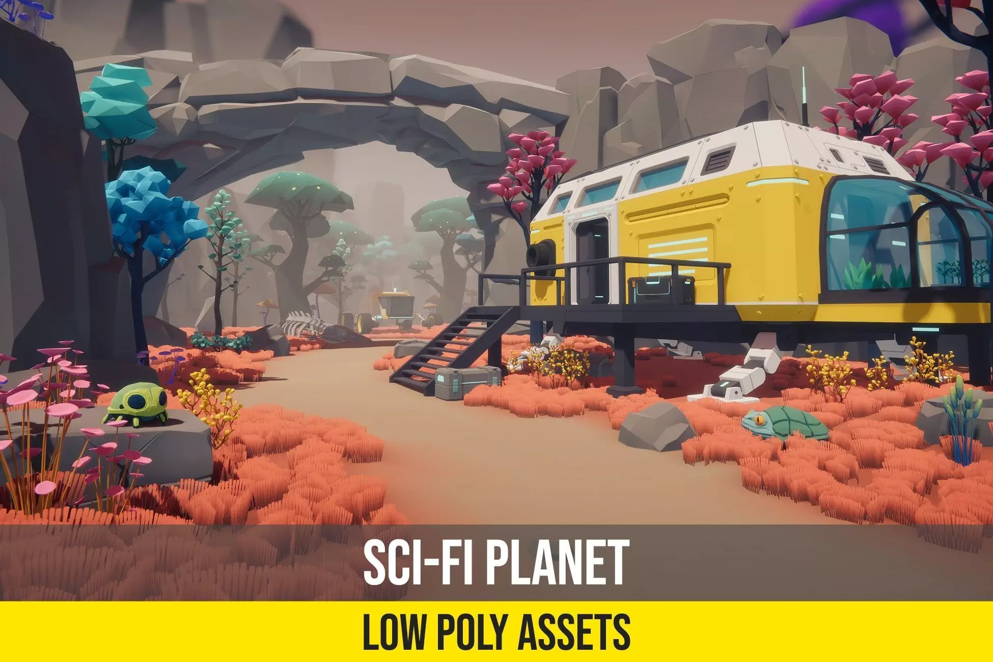 Low Poly Sci-Fi Planet Base Low-poly 3D model_0