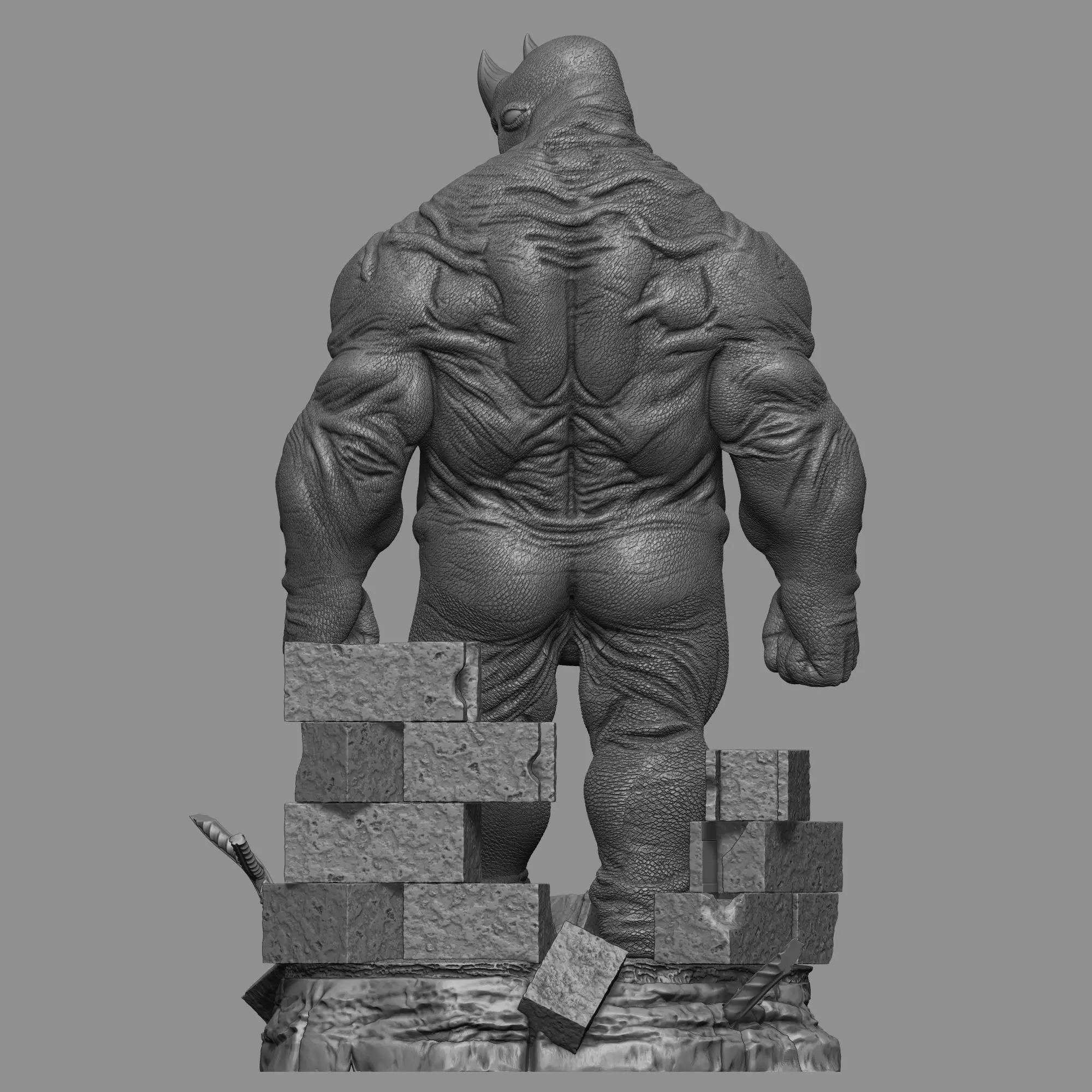 Rhino Comic Bowen Style  3D print model_3