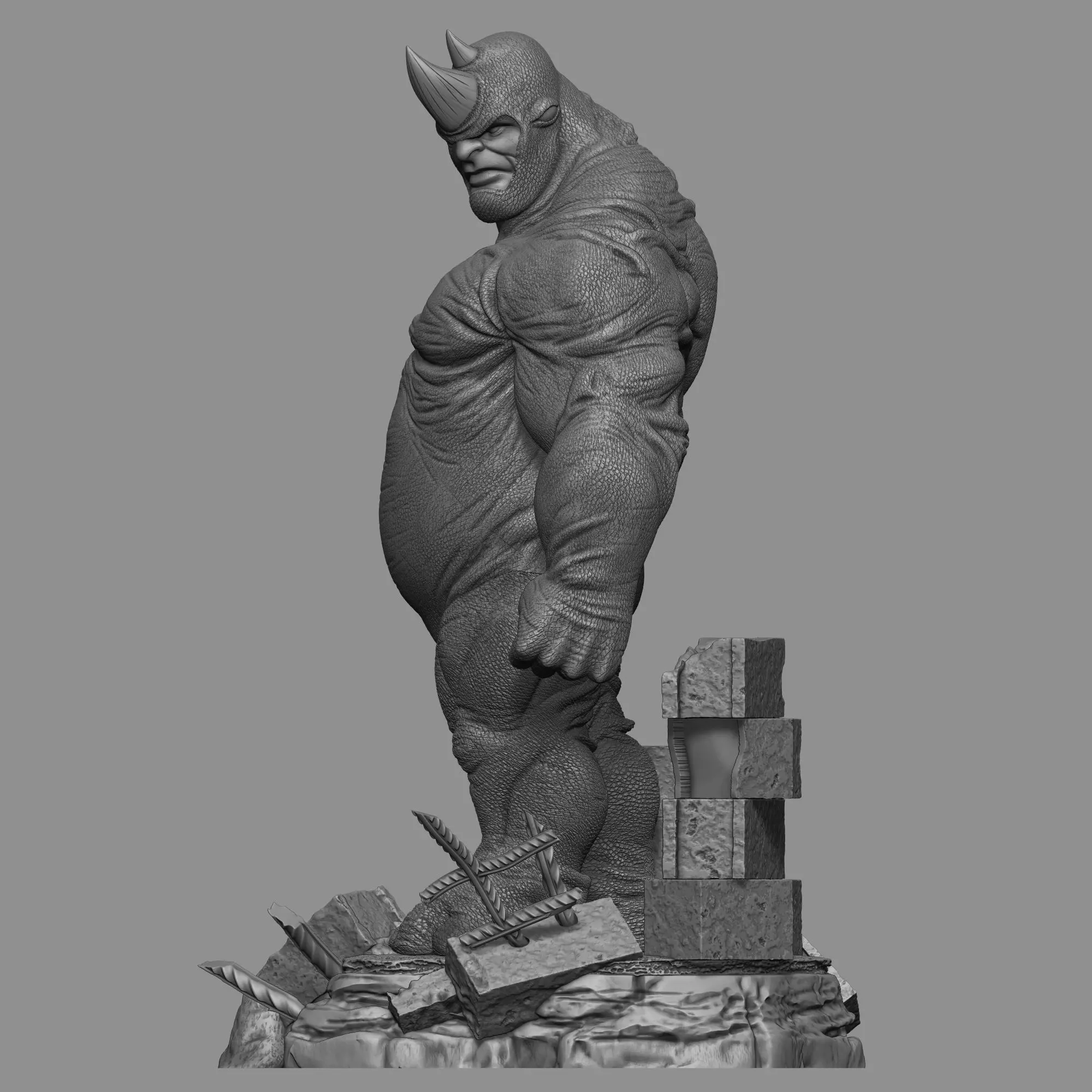 Rhino Comic Bowen Style  3D print model_4