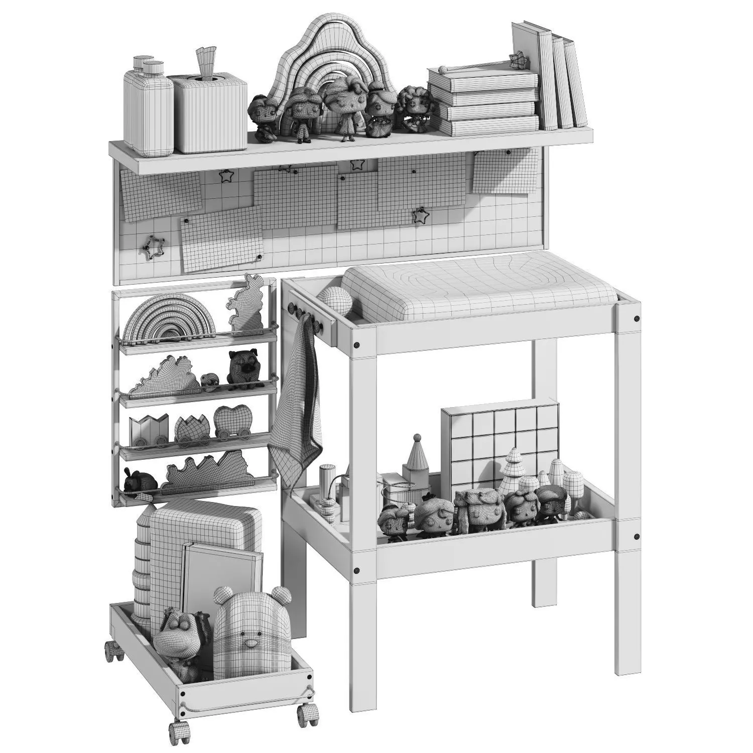 Ikea Sniglar Changing Table with Decor 3D model_6