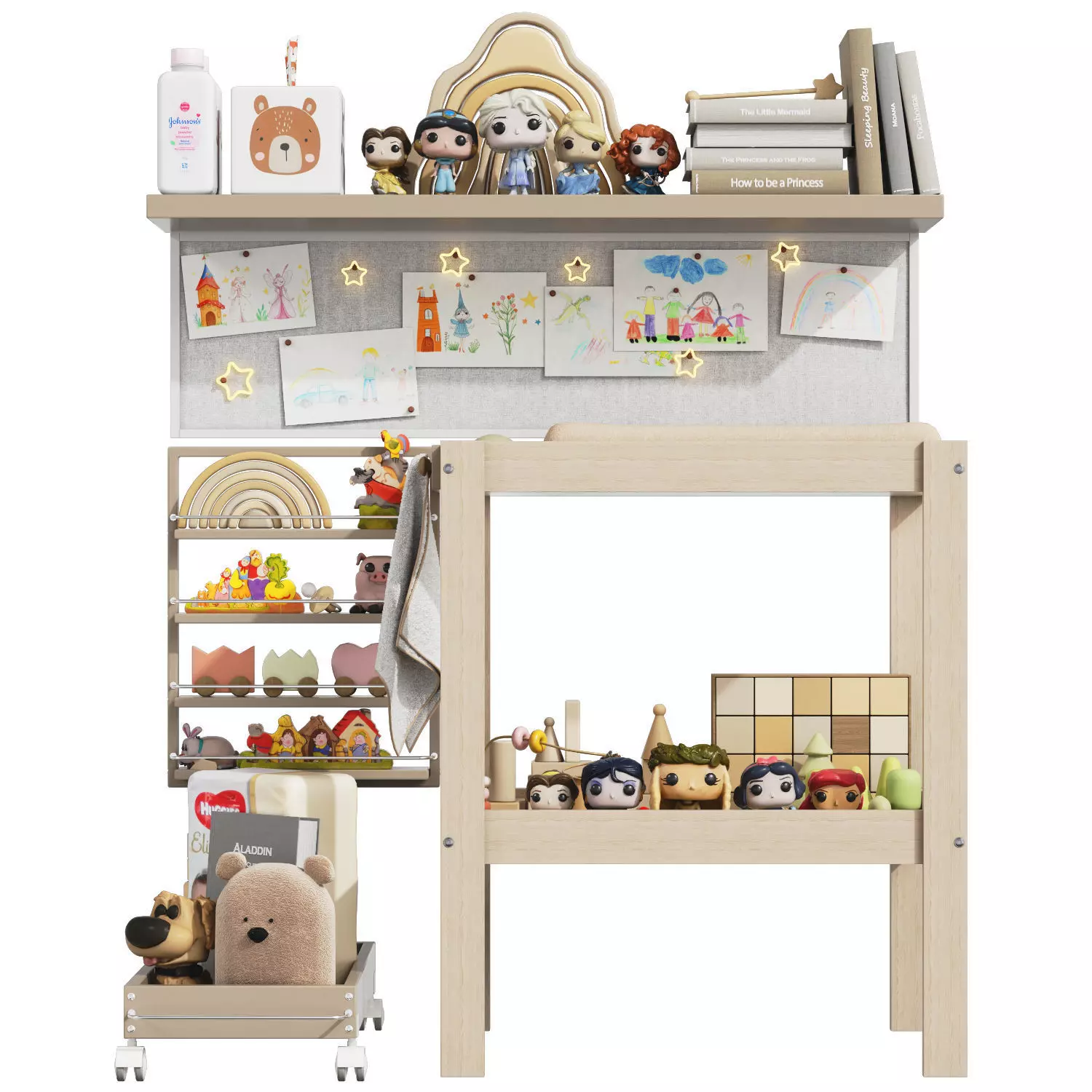 Ikea Sniglar Changing Table with Decor 3D model_1