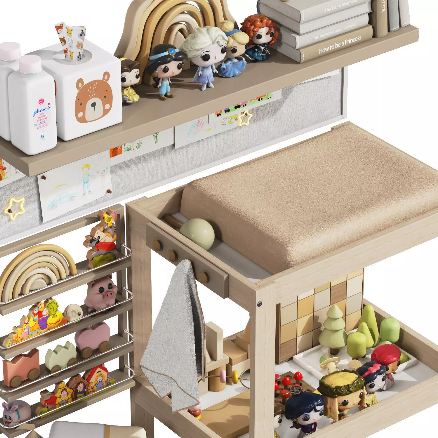 Ikea Sniglar Changing Table with Decor 3D model_3