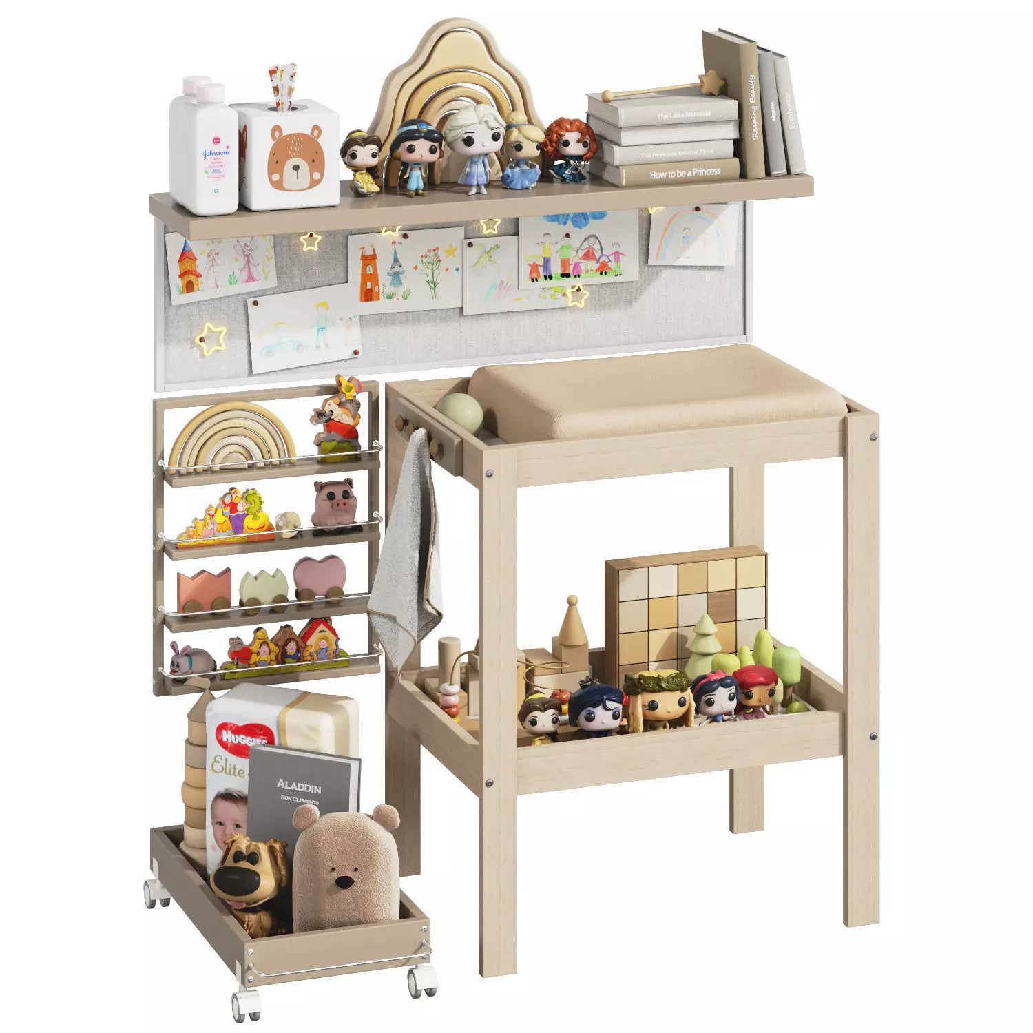 Ikea Sniglar Changing Table with Decor 3D model_0