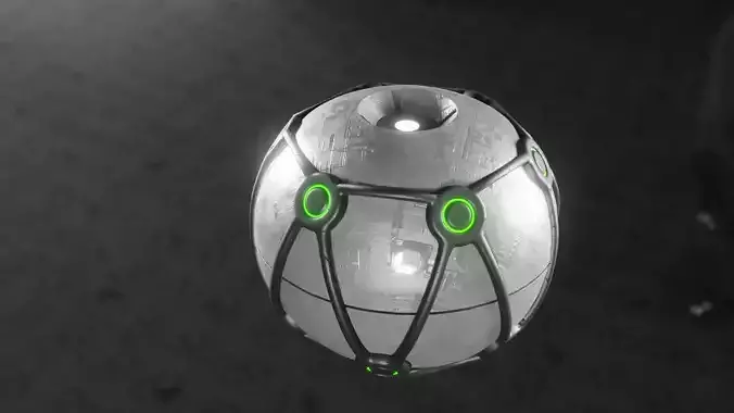 Sci-Fi Bomb Sphere Animated Green to Red Game Ready