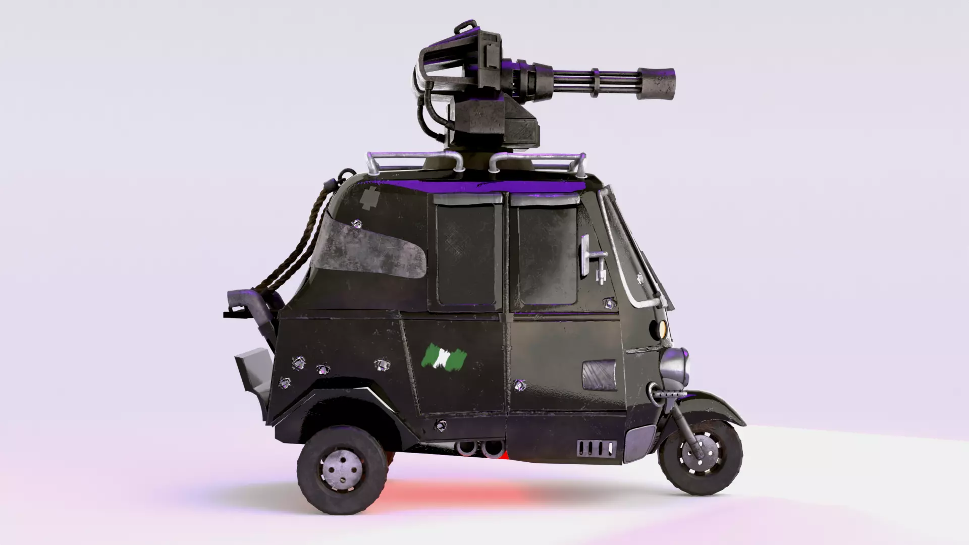 Armored Tricycle- Post Apocalyptic vehicle 3D model 3D model_3
