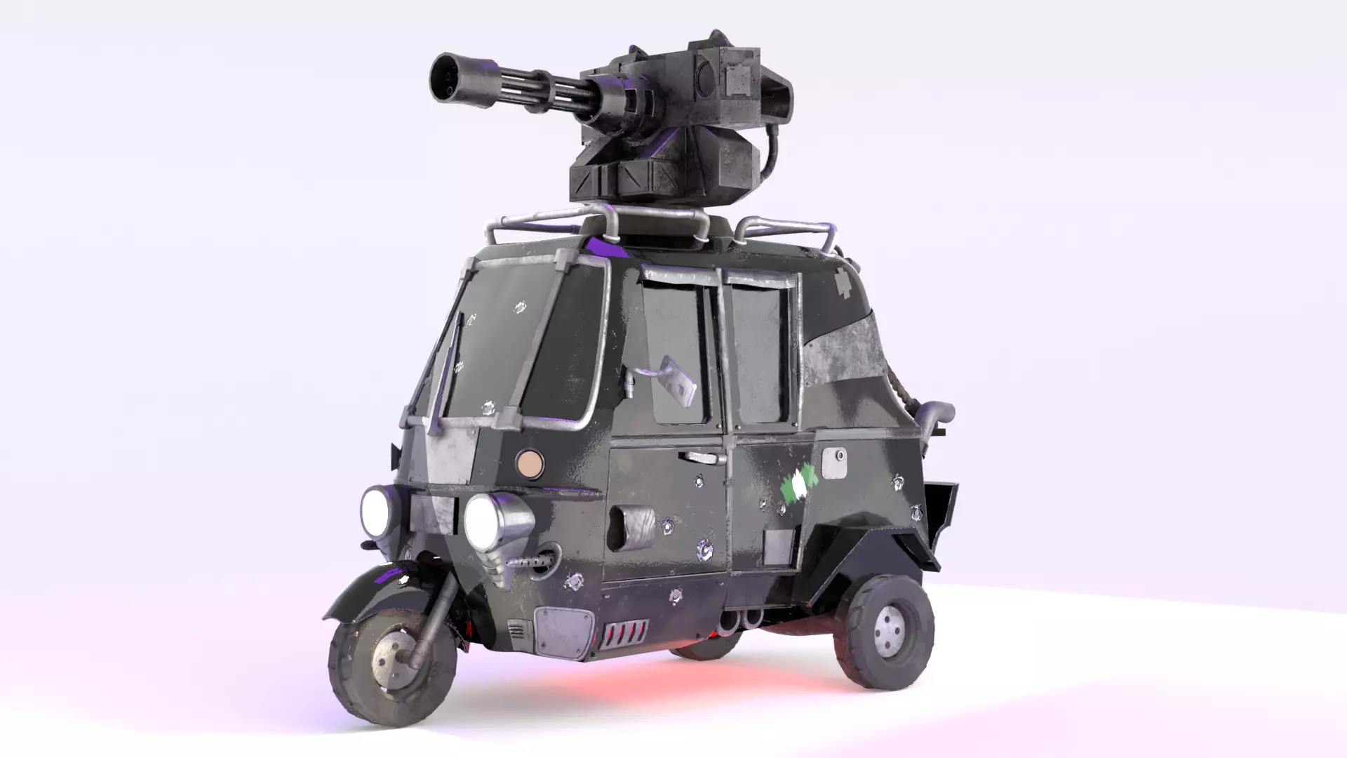 Armored Tricycle- Post Apocalyptic vehicle 3D model 3D model_0