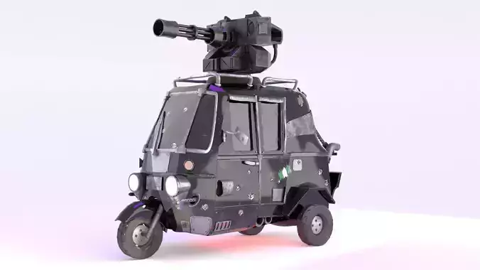 Armored Tricycle- Post Apocalyptic vehicle 3D model 3D model Armored Tricycle- Post Apocalyptic vehicle 3D model 3D model