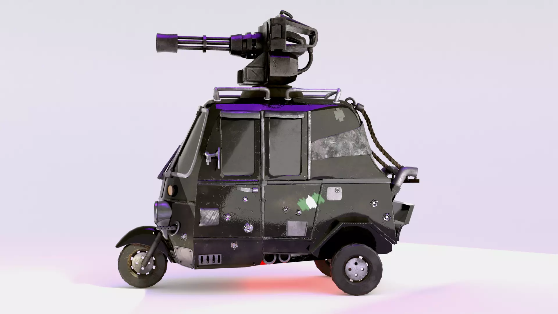 Armored Tricycle- Post Apocalyptic vehicle 3D model 3D model_1