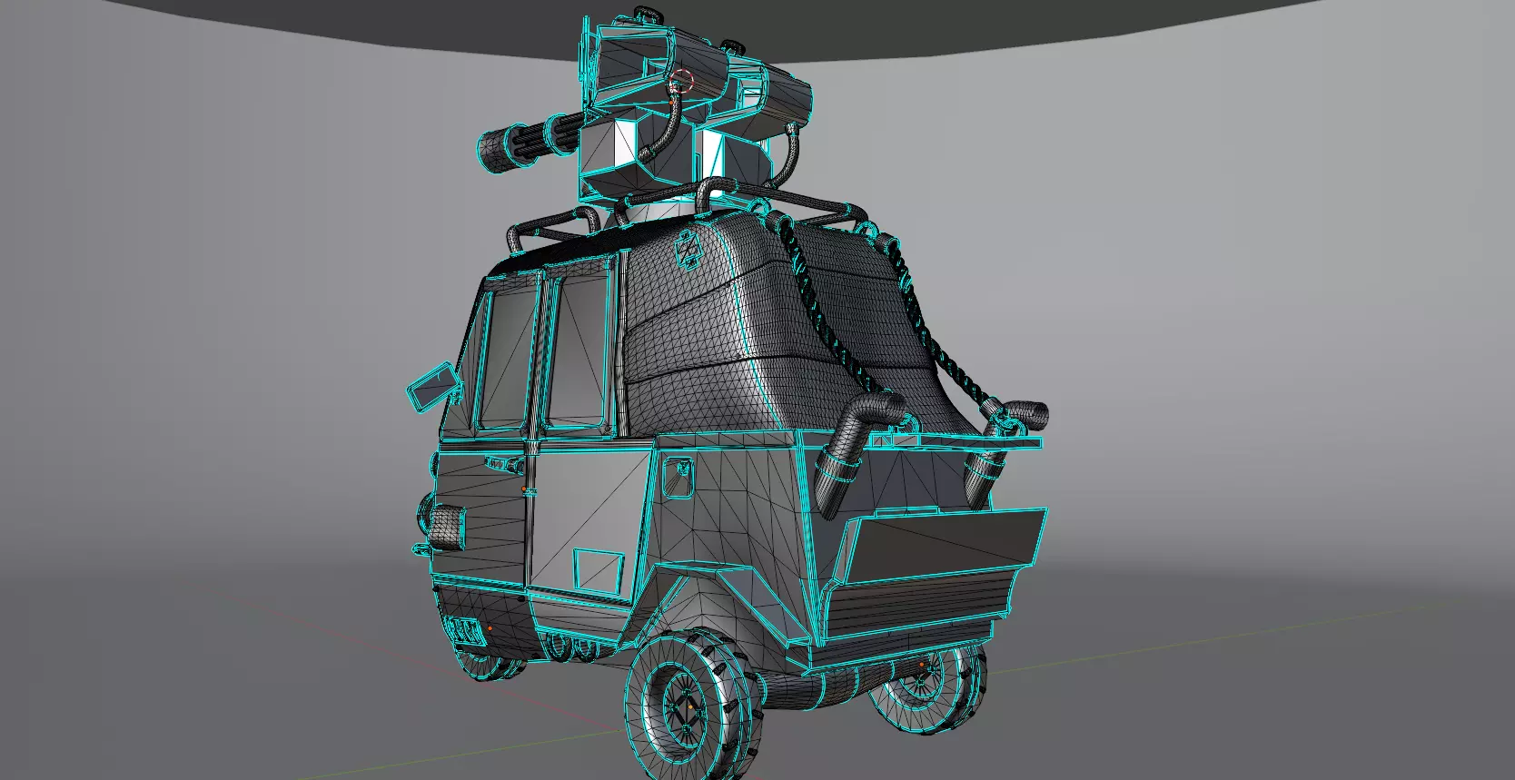 Armored Tricycle- Post Apocalyptic vehicle 3D model 3D model_7