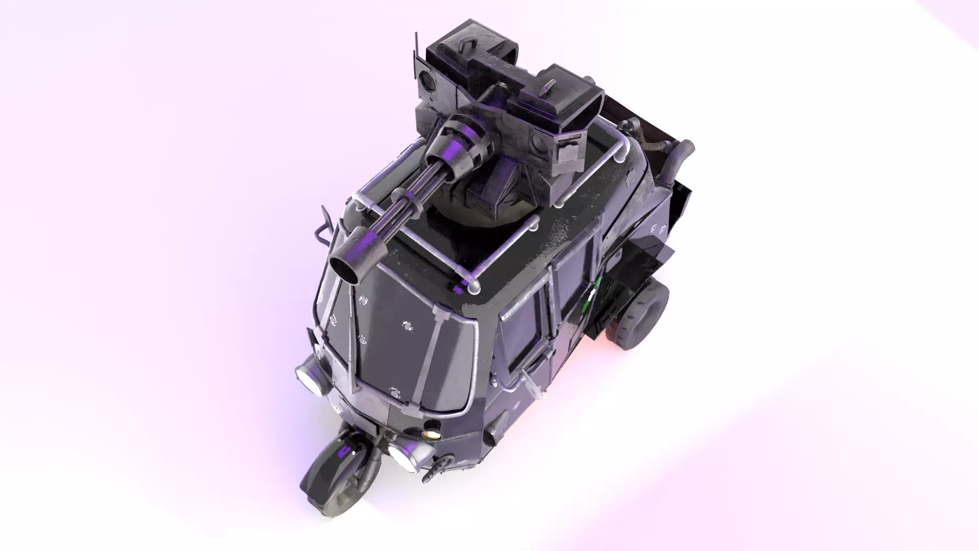 Armored Tricycle- Post Apocalyptic vehicle 3D model 3D model_5