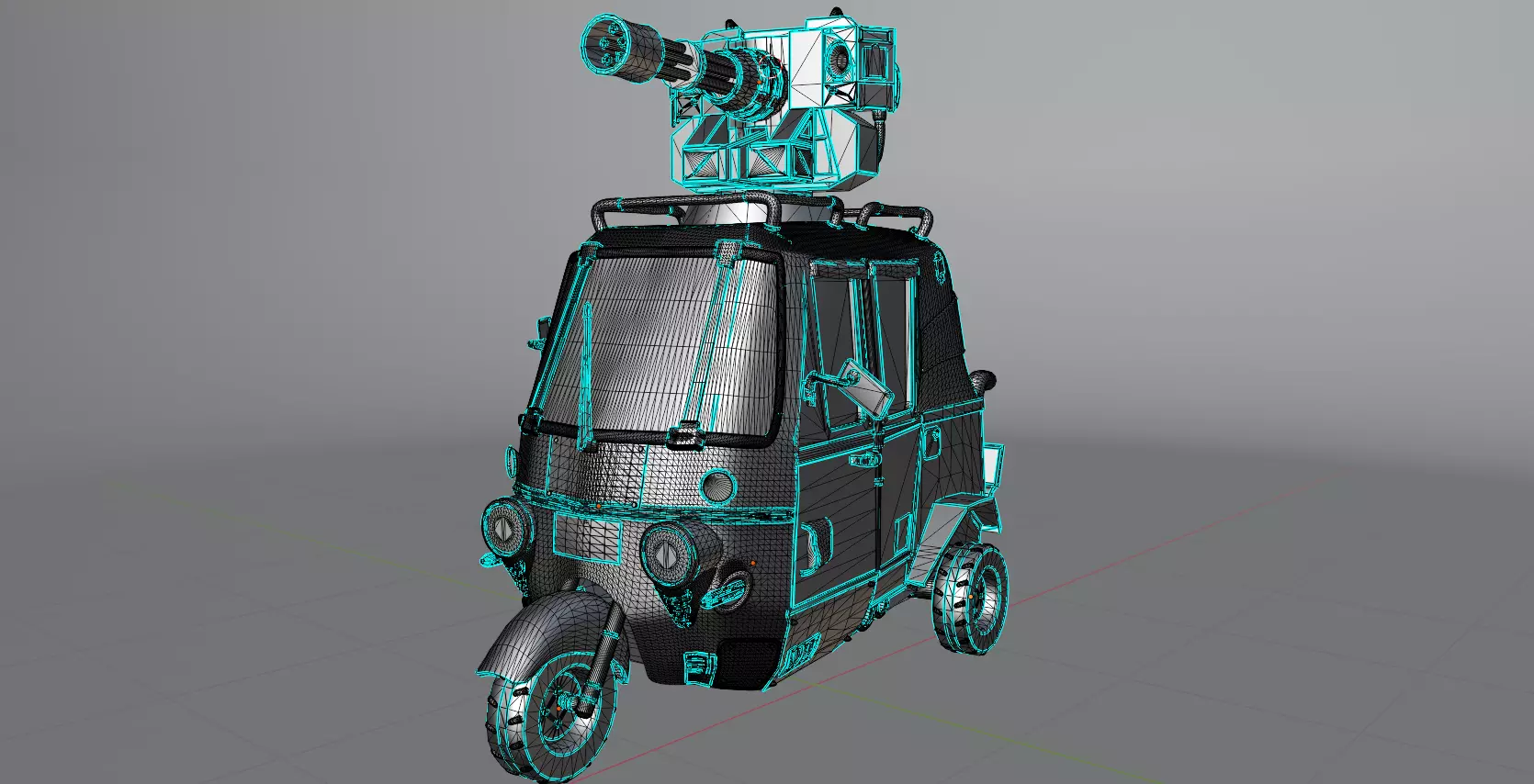 Armored Tricycle- Post Apocalyptic vehicle 3D model 3D model_6