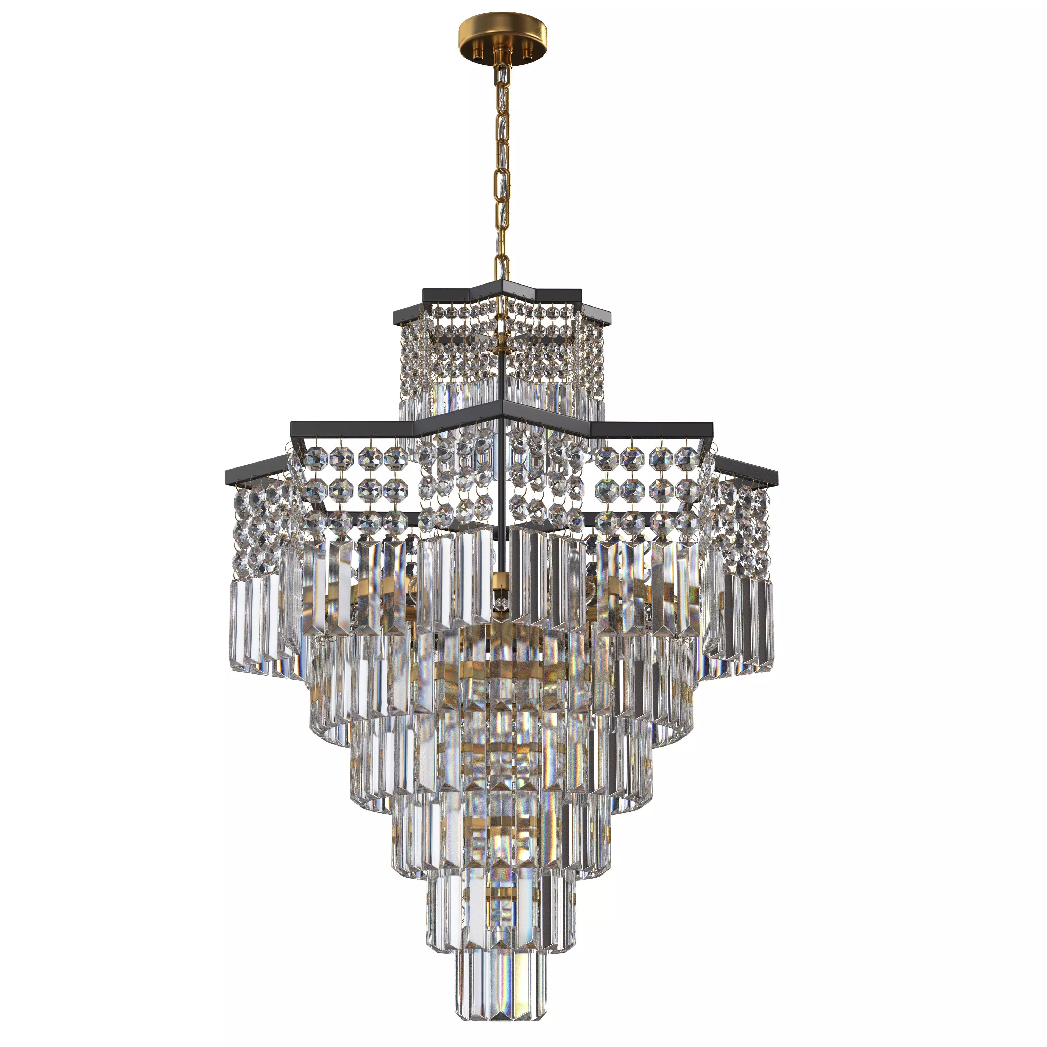 TOCHIC 8 Lights Black Crystal Chandelier 3D model_2