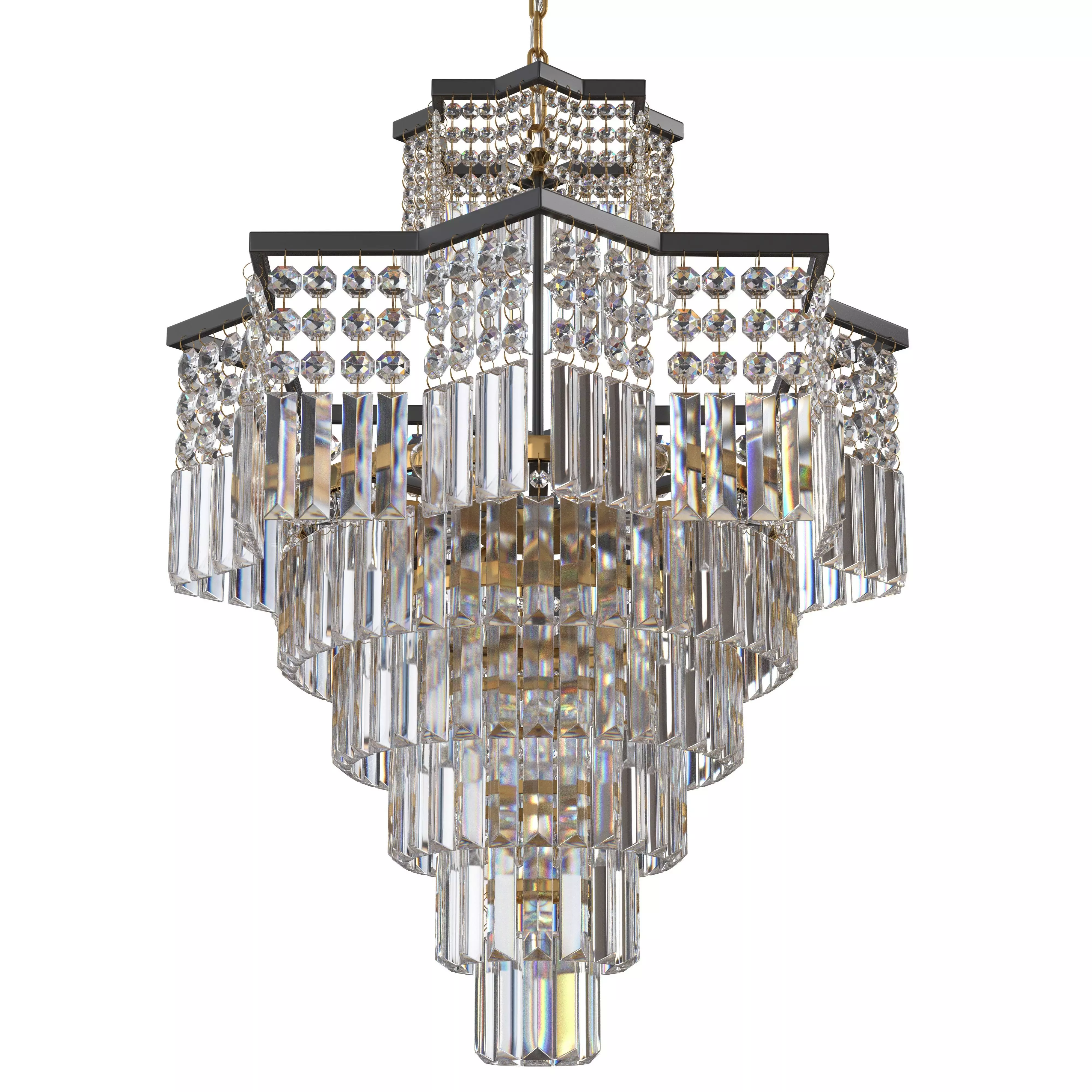 TOCHIC 8 Lights Black Crystal Chandelier 3D model_1