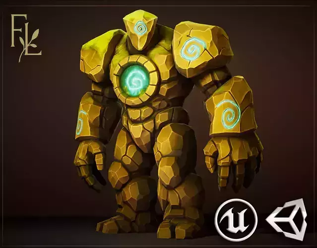 Stone Golem - Game ready character Low-poly 3D model