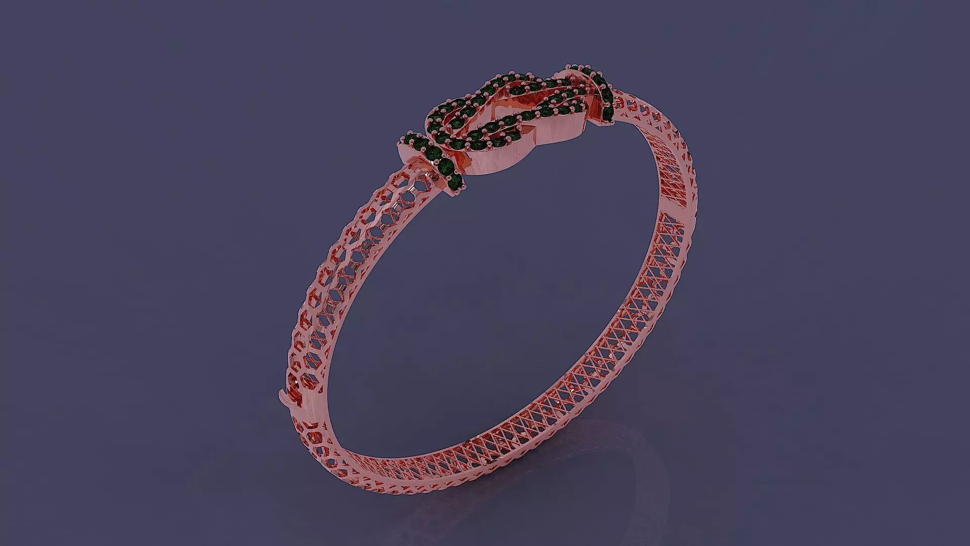 Diamond set twisted Rope bracelet 3D print model_7