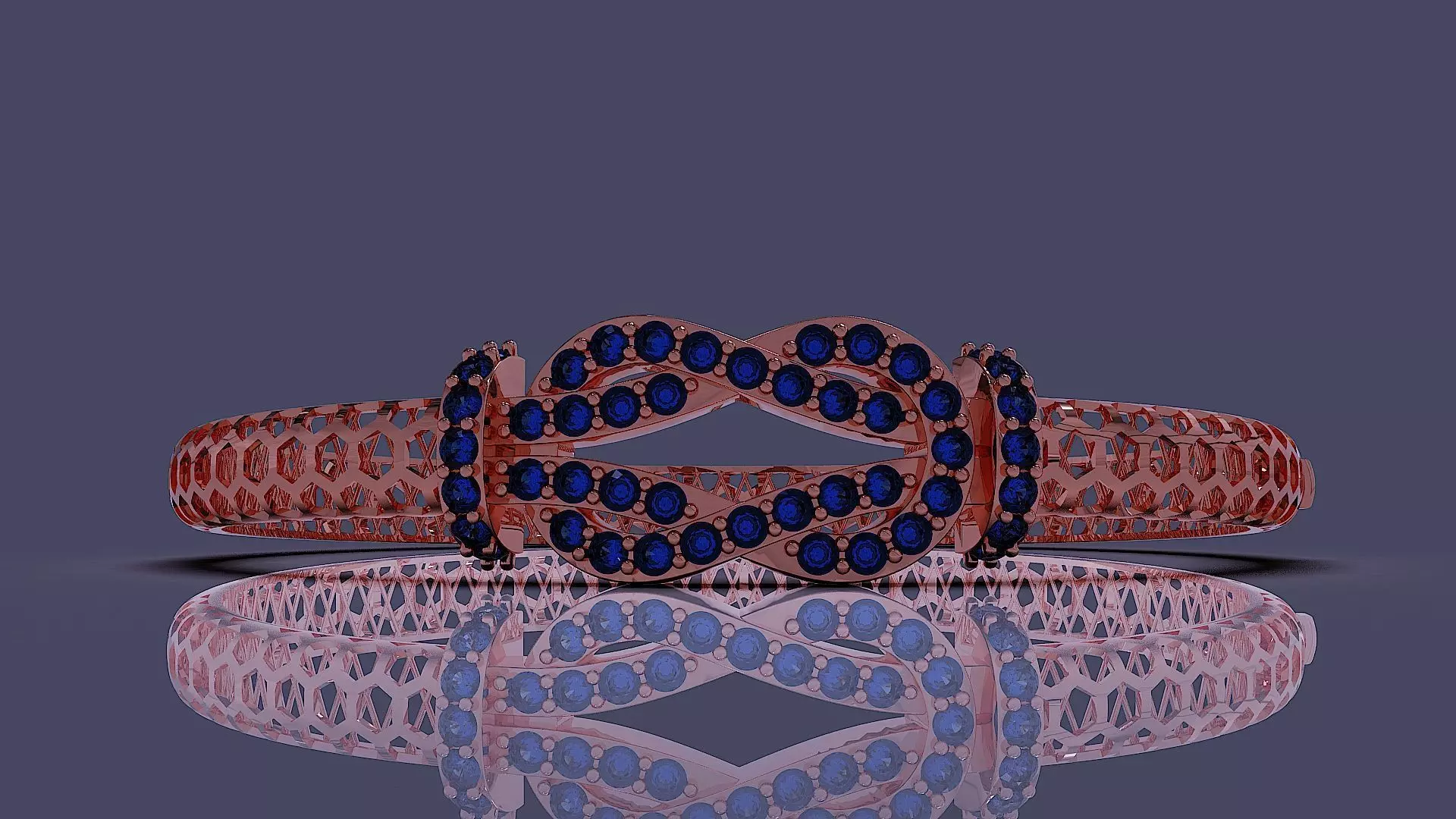 Diamond set twisted Rope bracelet 3D print model_8