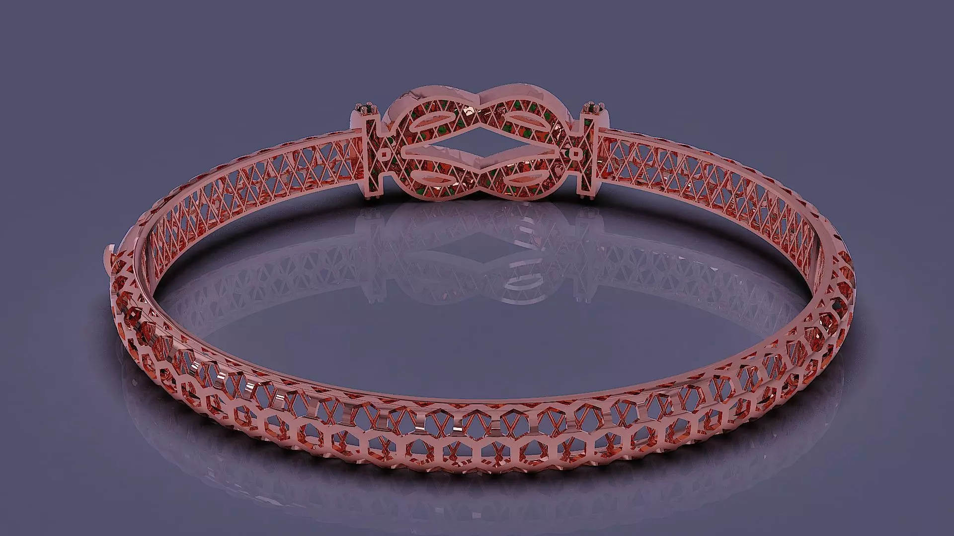 Diamond set twisted Rope bracelet 3D print model_11