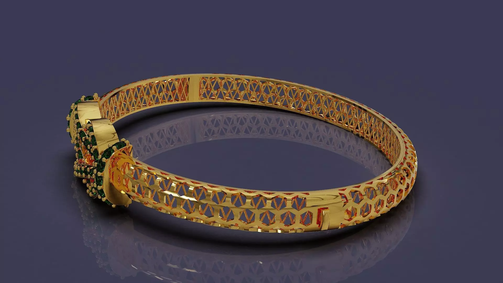 Diamond set twisted Rope bracelet 3D print model_3