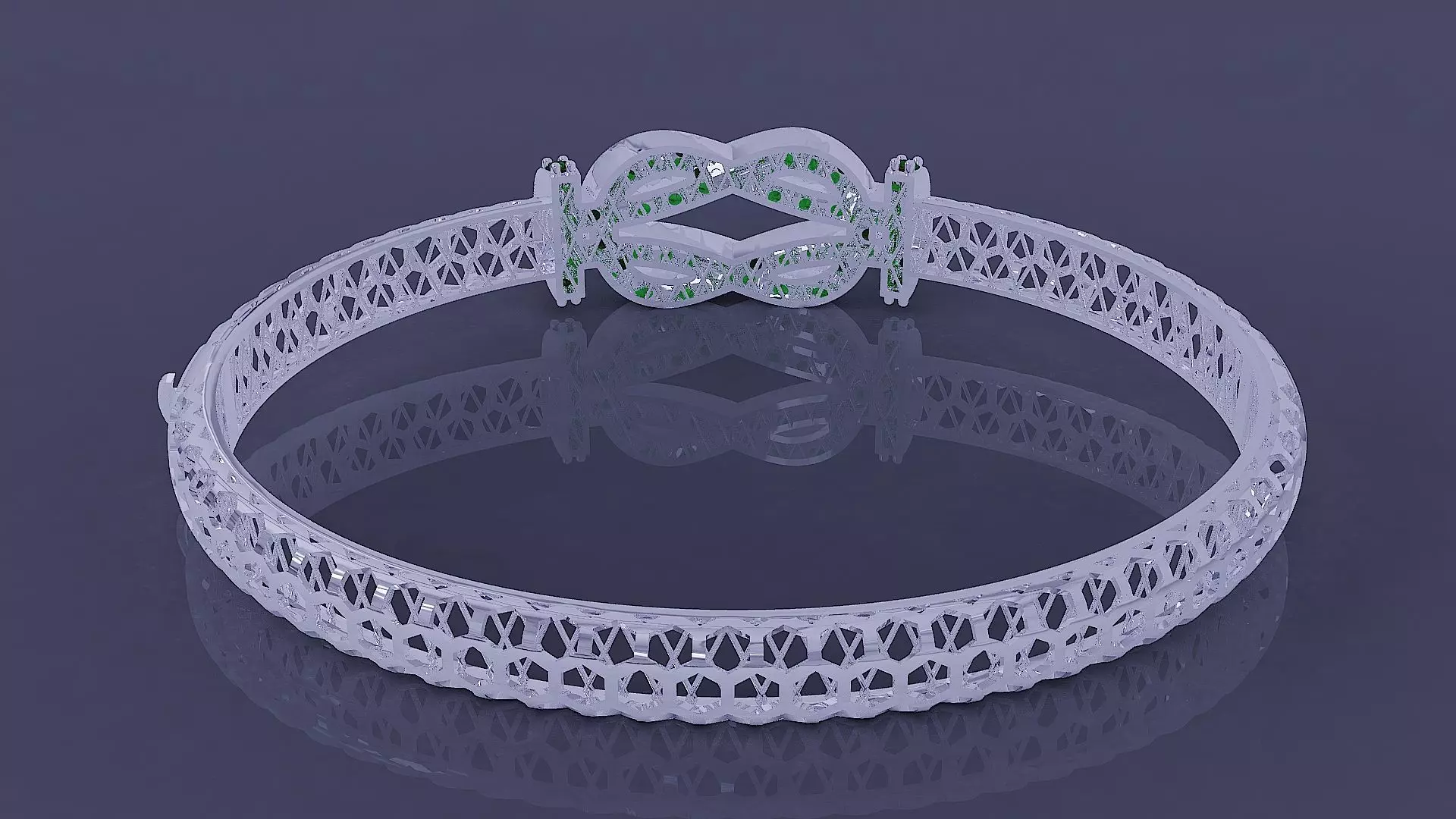 Diamond set twisted Rope bracelet 3D print model_15