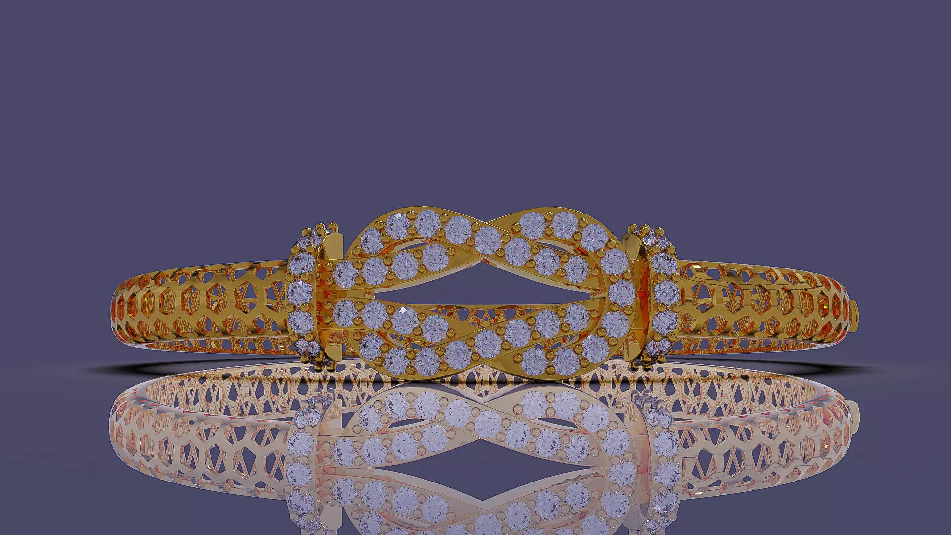 Diamond set twisted Rope bracelet 3D print model_4