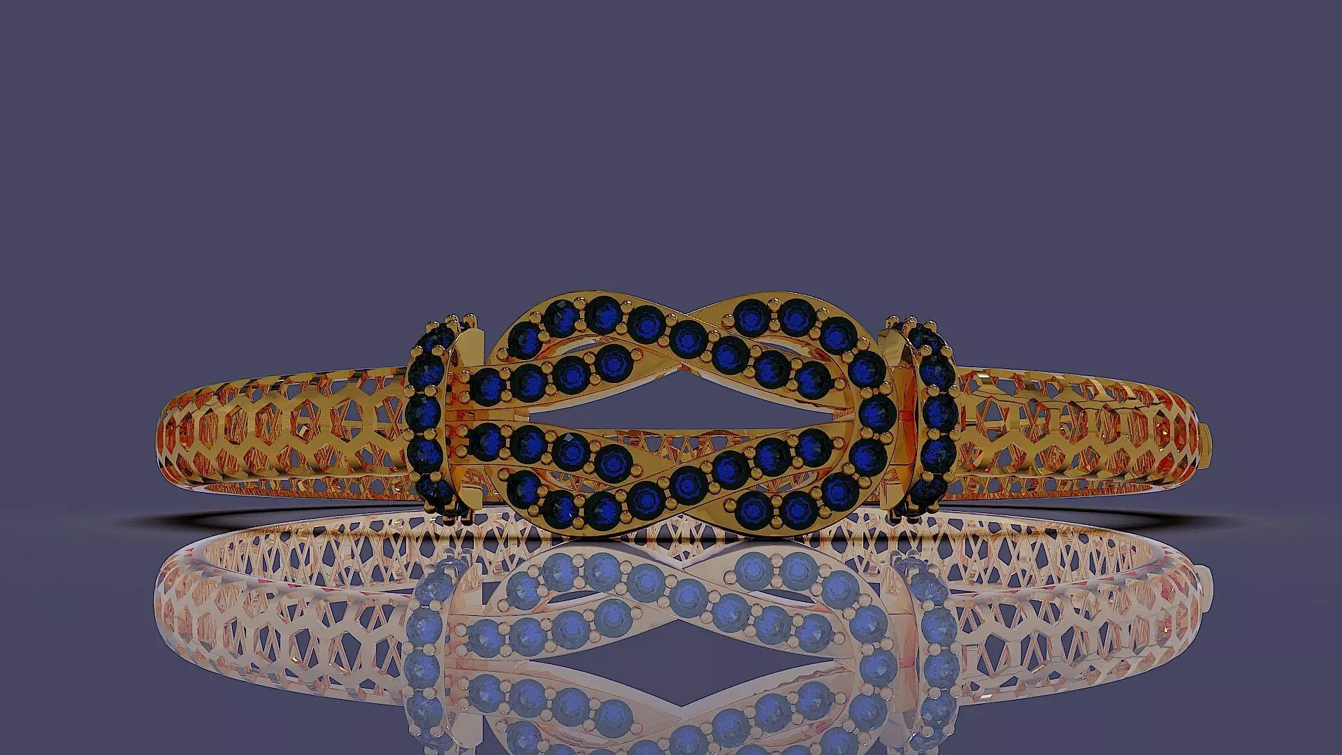 Diamond set twisted Rope bracelet 3D print model_6