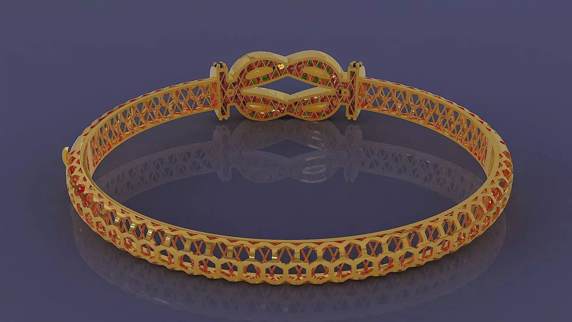 Diamond set twisted Rope bracelet 3D print model_2