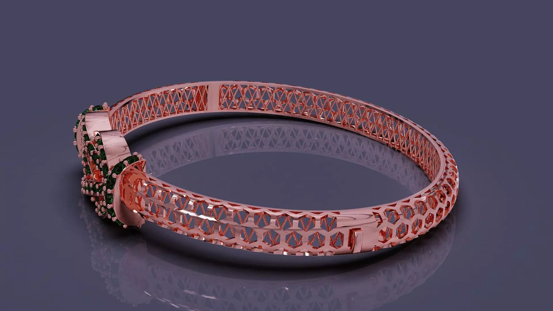 Diamond set twisted Rope bracelet 3D print model_10