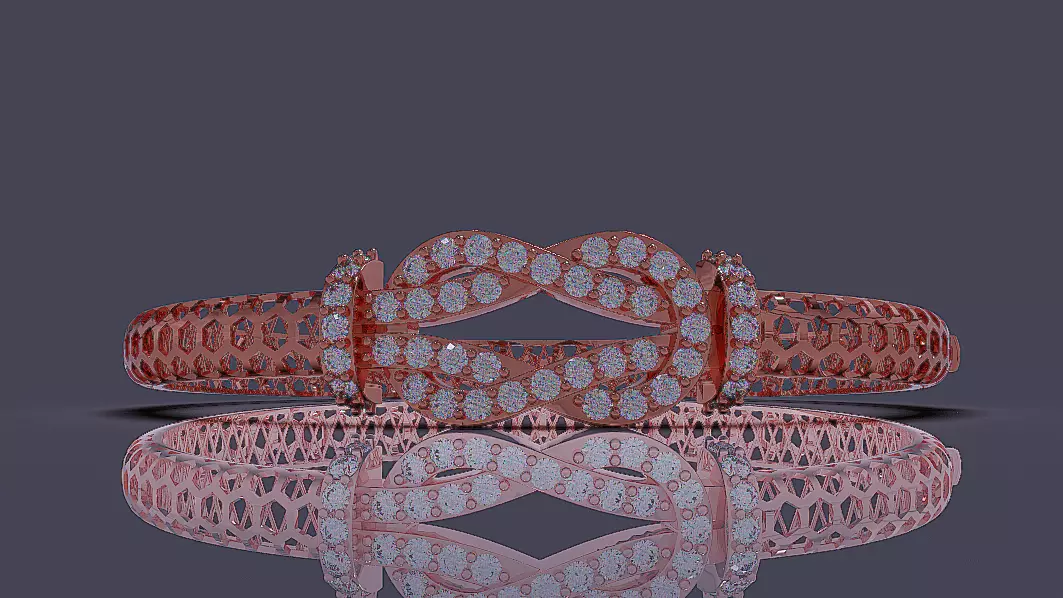 Diamond set twisted Rope bracelet 3D print model_9