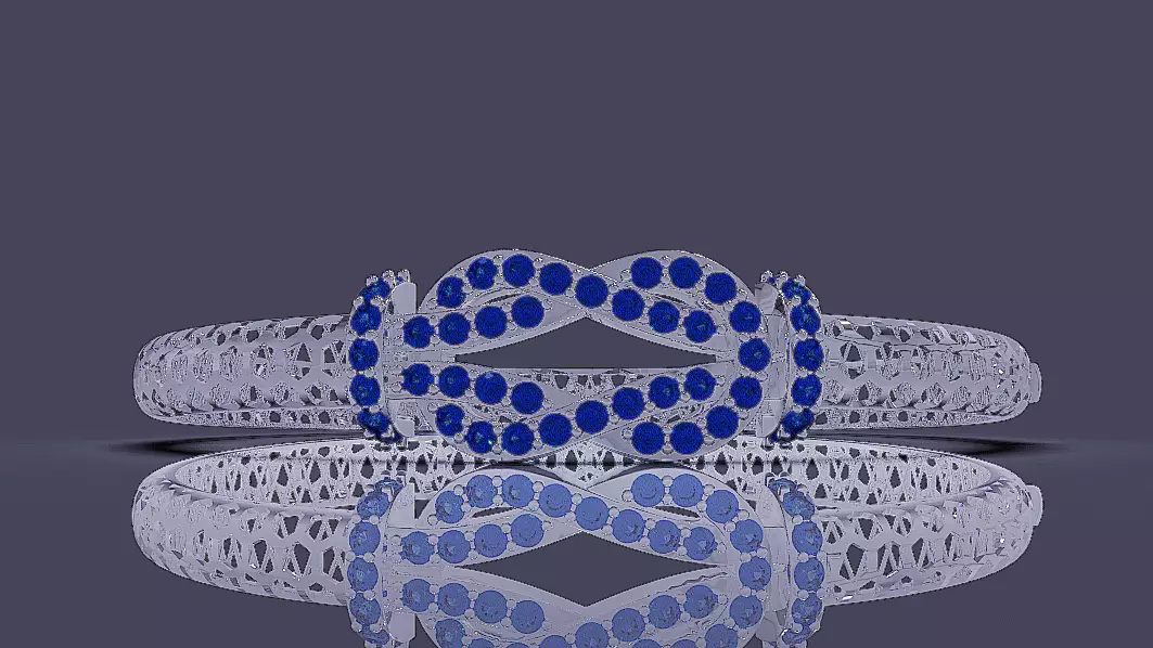 Diamond set twisted Rope bracelet 3D print model_13