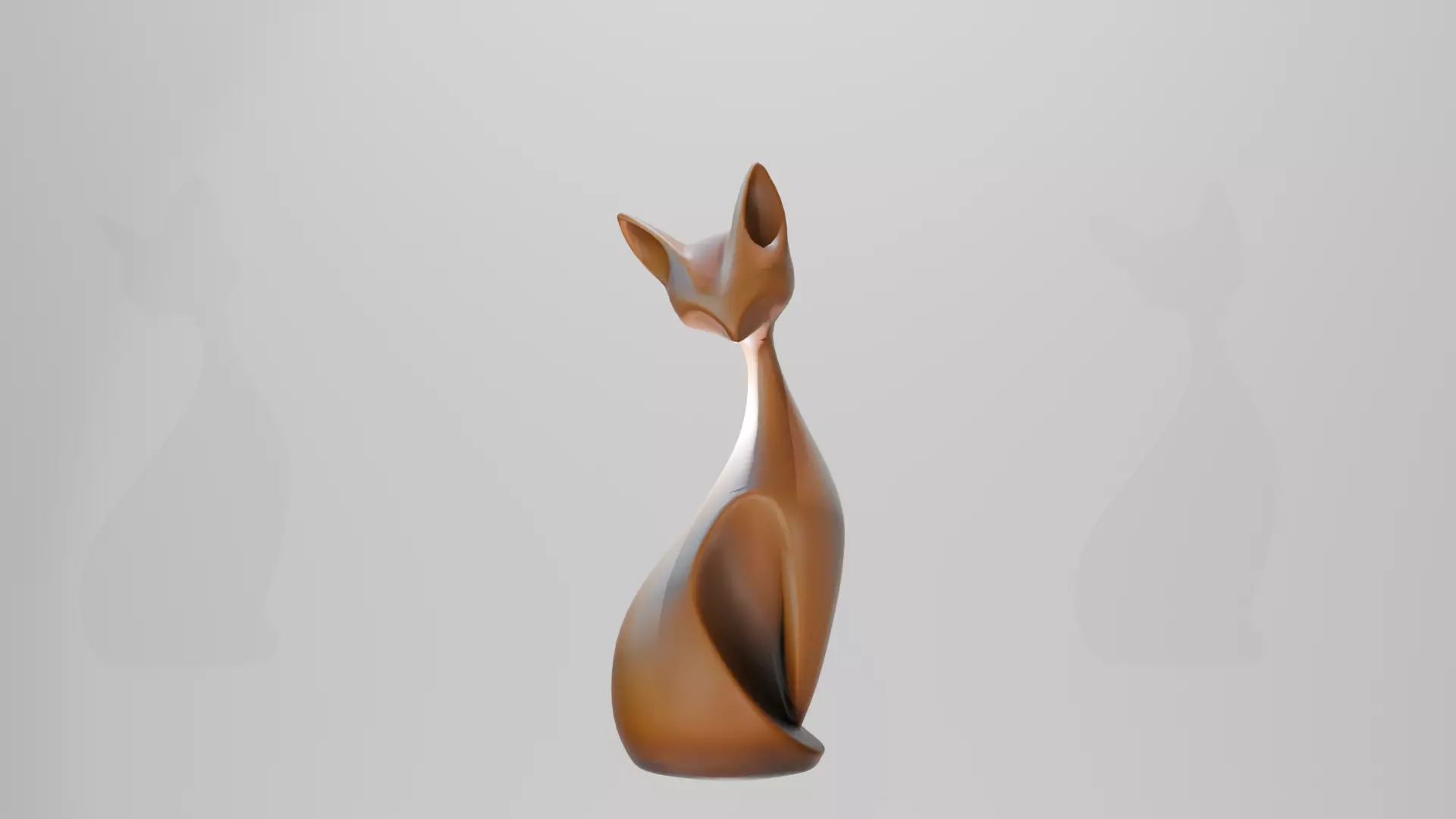 abstract fox sculpture Low-poly 3D model_0