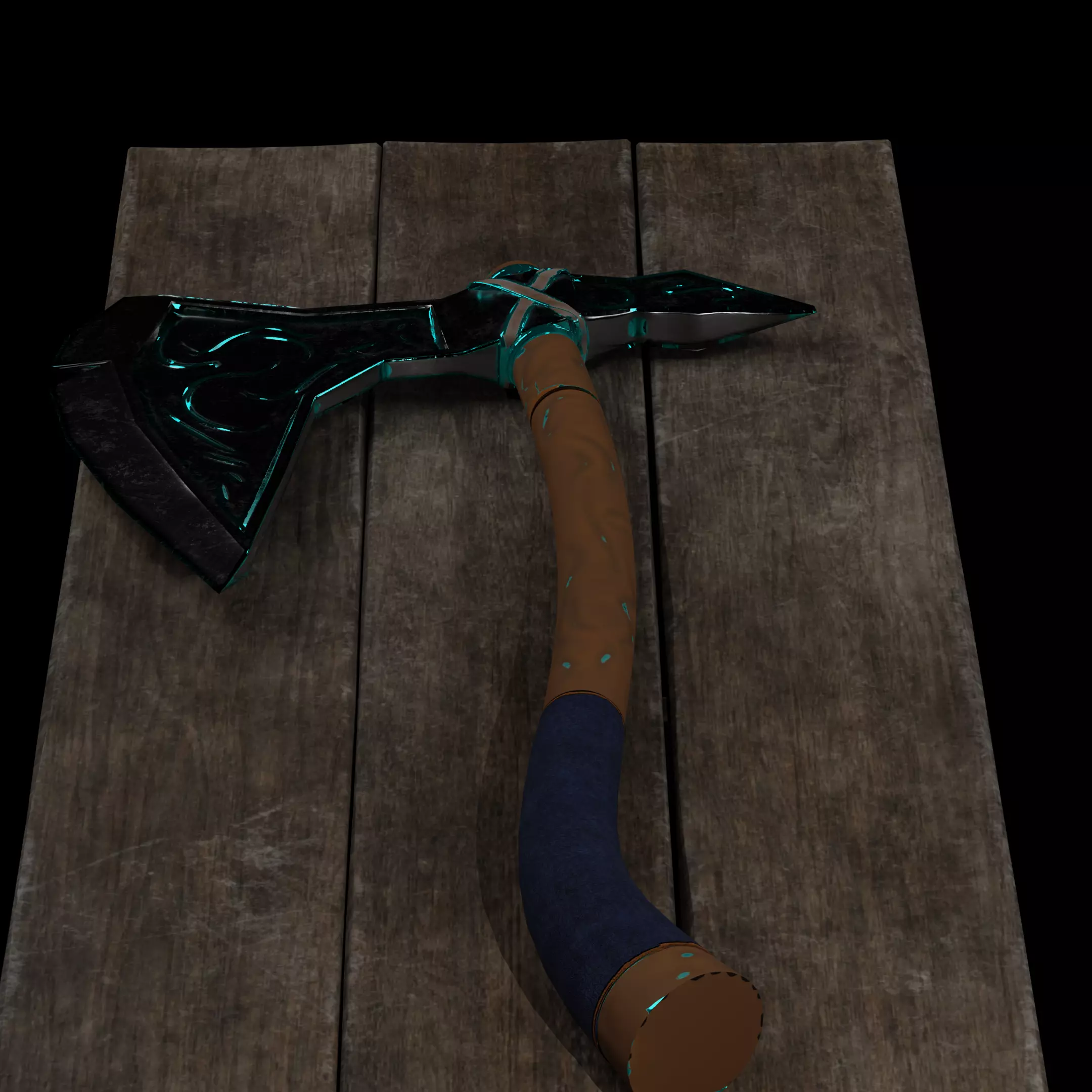 Stylized Fantasy Battle Axe Low-poly 3D model_1