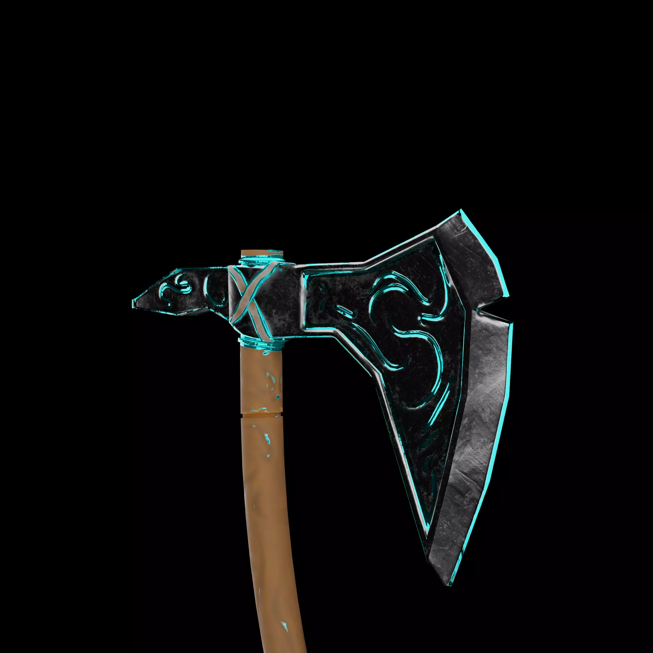 Stylized Fantasy Battle Axe Low-poly 3D model_4