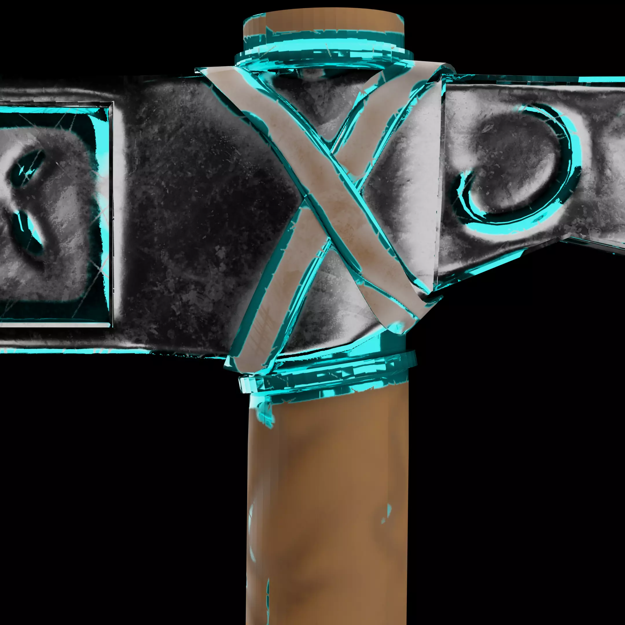 Stylized Fantasy Battle Axe Low-poly 3D model_8