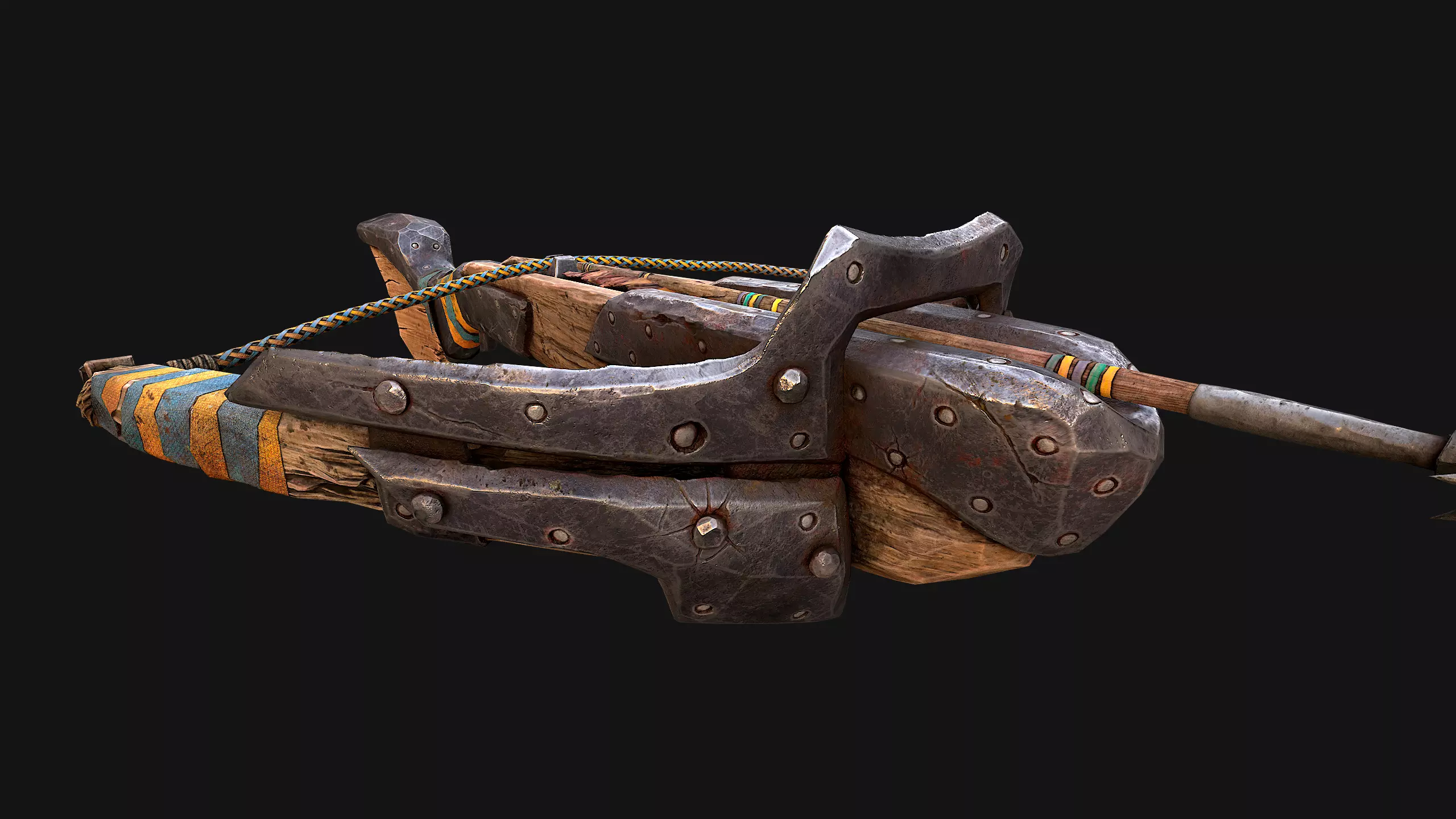 Medieval Crossbow and Arrow Bolt Weapon   Low-poly 3D model_23